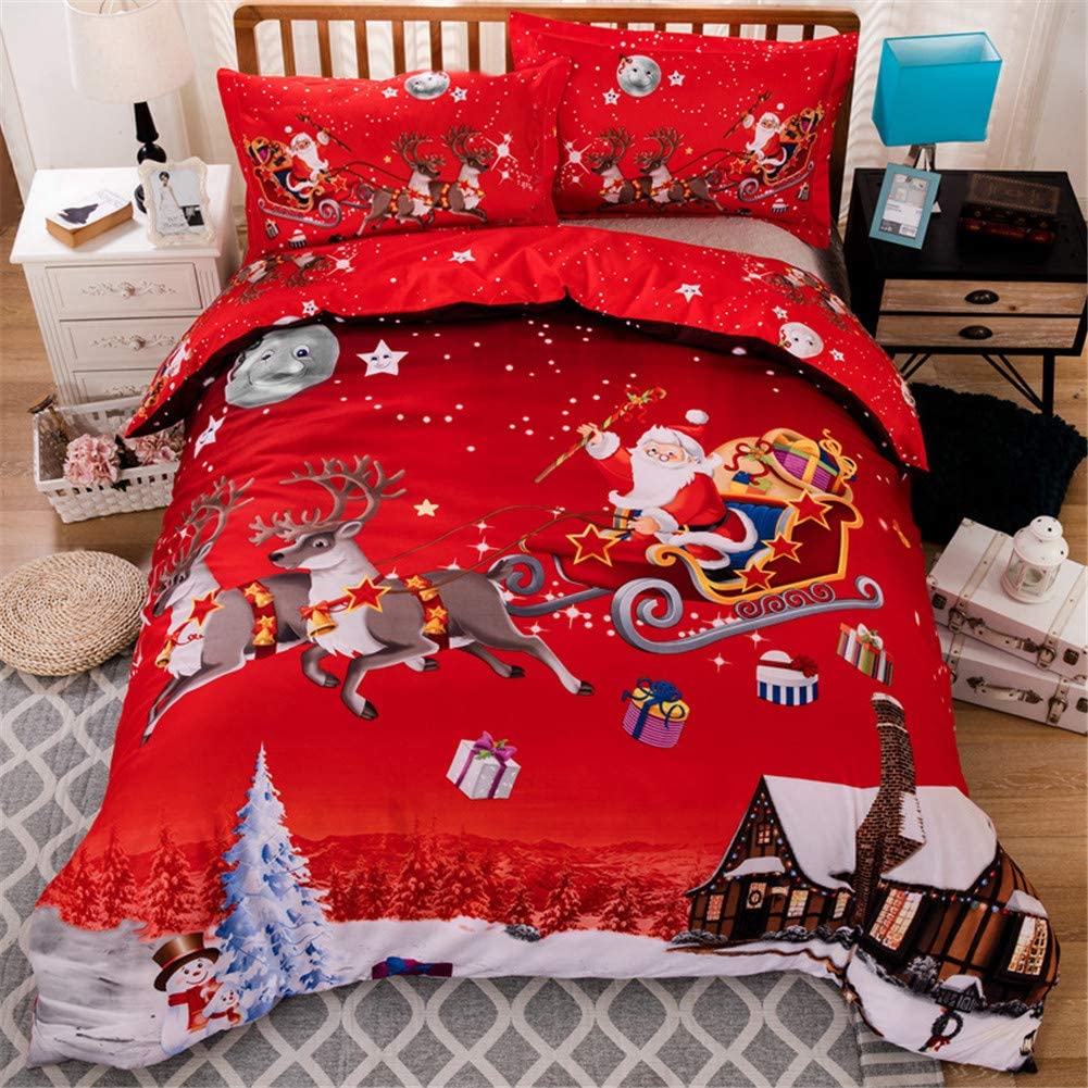 Price:$30.99 Duvet Cover, Bedding Set with Santa Claus Deer Pattern HD Printed, Comforter Cover-Luxury Super Soft Microfiber : Home & Kitchen