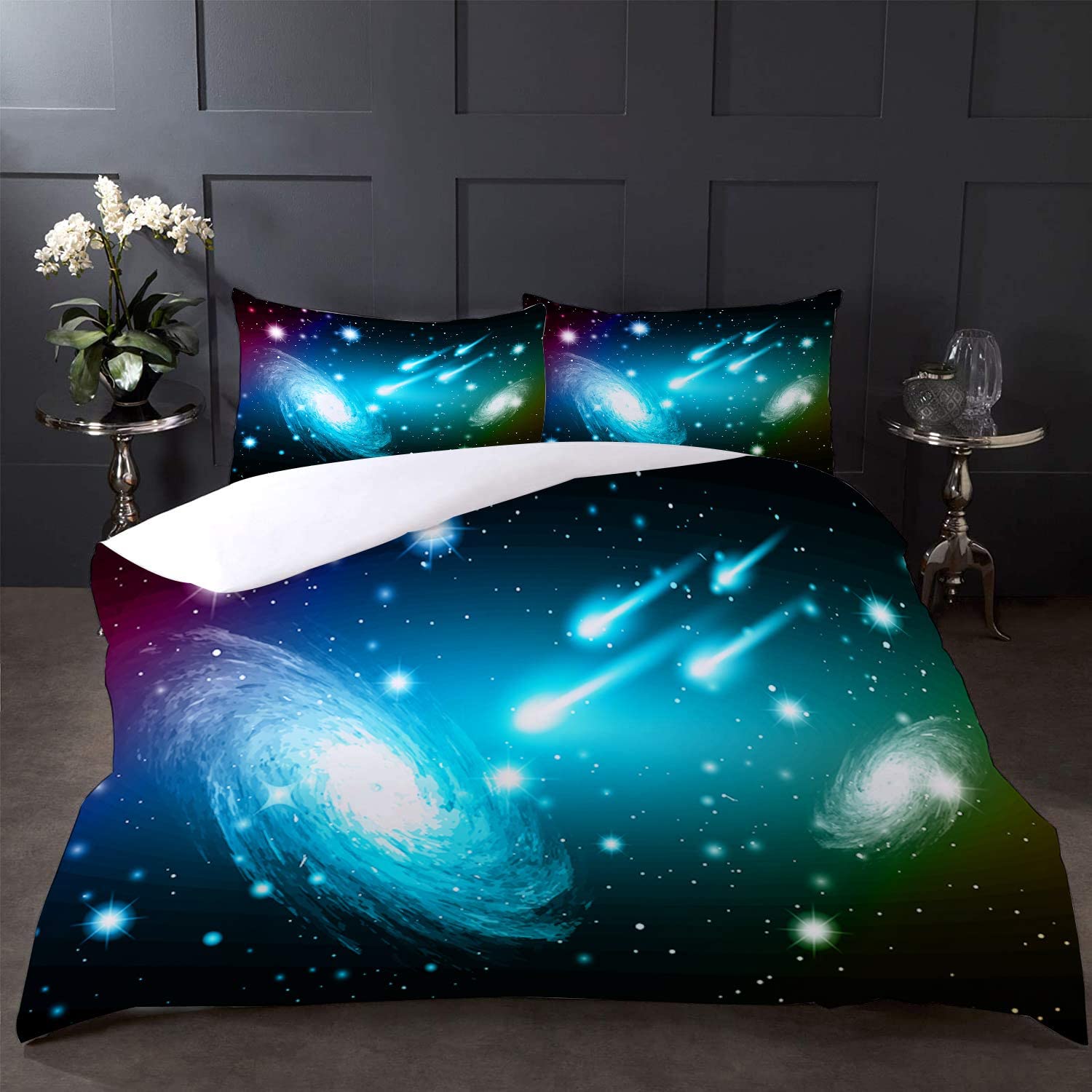 Price:$39.99 3D Galaxy Bedding Outer Space Duvet Cover Blue Black Night Time Universe Stars Bedspread Galaxy Duvet Cover Set 3 Piece Queen Size… : Home & Kitchen
