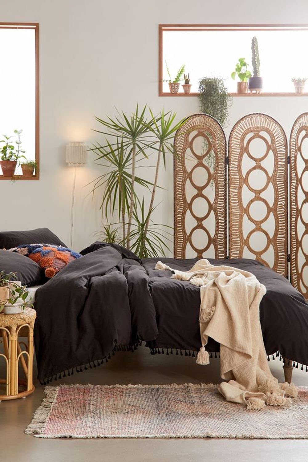 Price:$54.99 Crunch Bedding 3 PCs Complete Set 100% Washed Pure Cotton Duvet Cover Bohemian Zipper Closure Comforter Cover Twin/Full/Queen/King (Black, Full 80x90 Inches) : Home & Kitchen