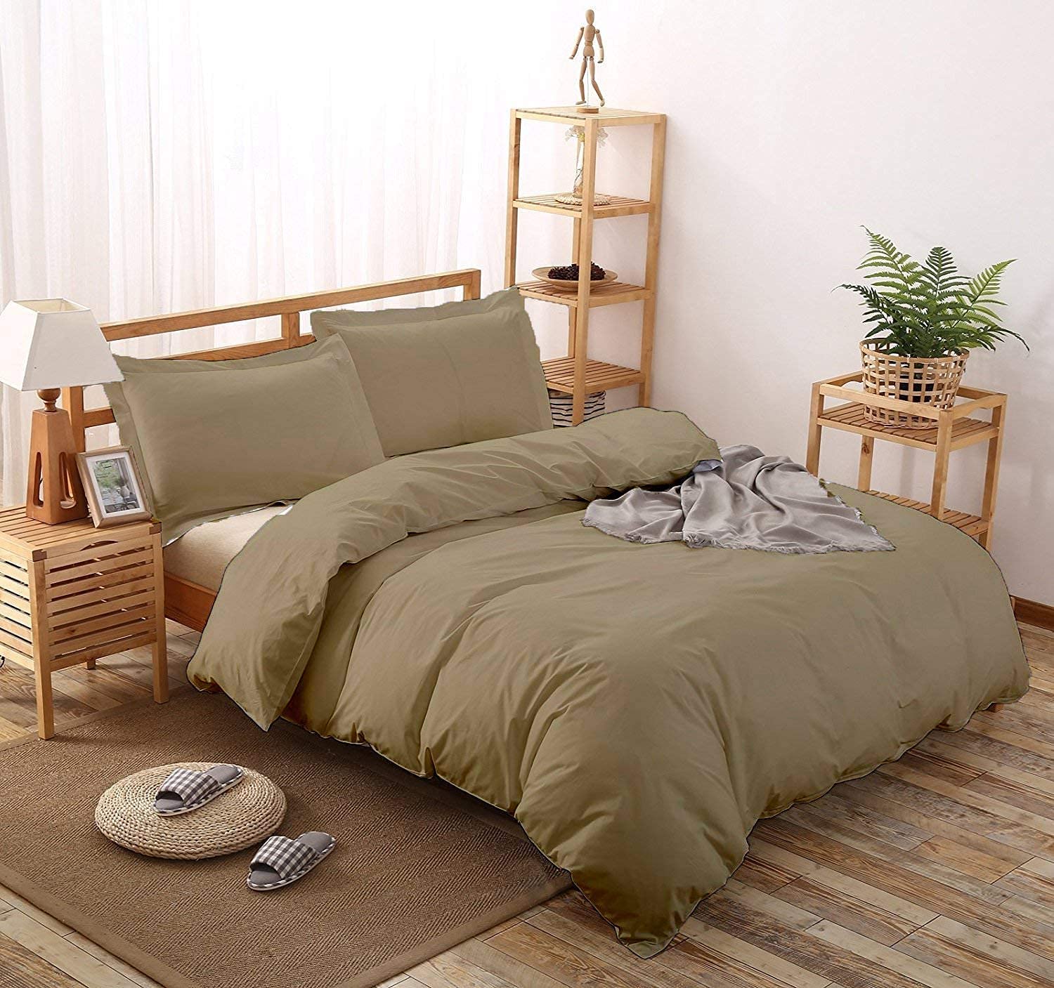 Price:$118.99 King 120x98 Duvet Cover Set Size with Zipper Closure & Corner Ties Ultra Silky Soft All Season Taupe Duvet Cover 100% Natural Cotton 5PCS : Home & Kitchen
