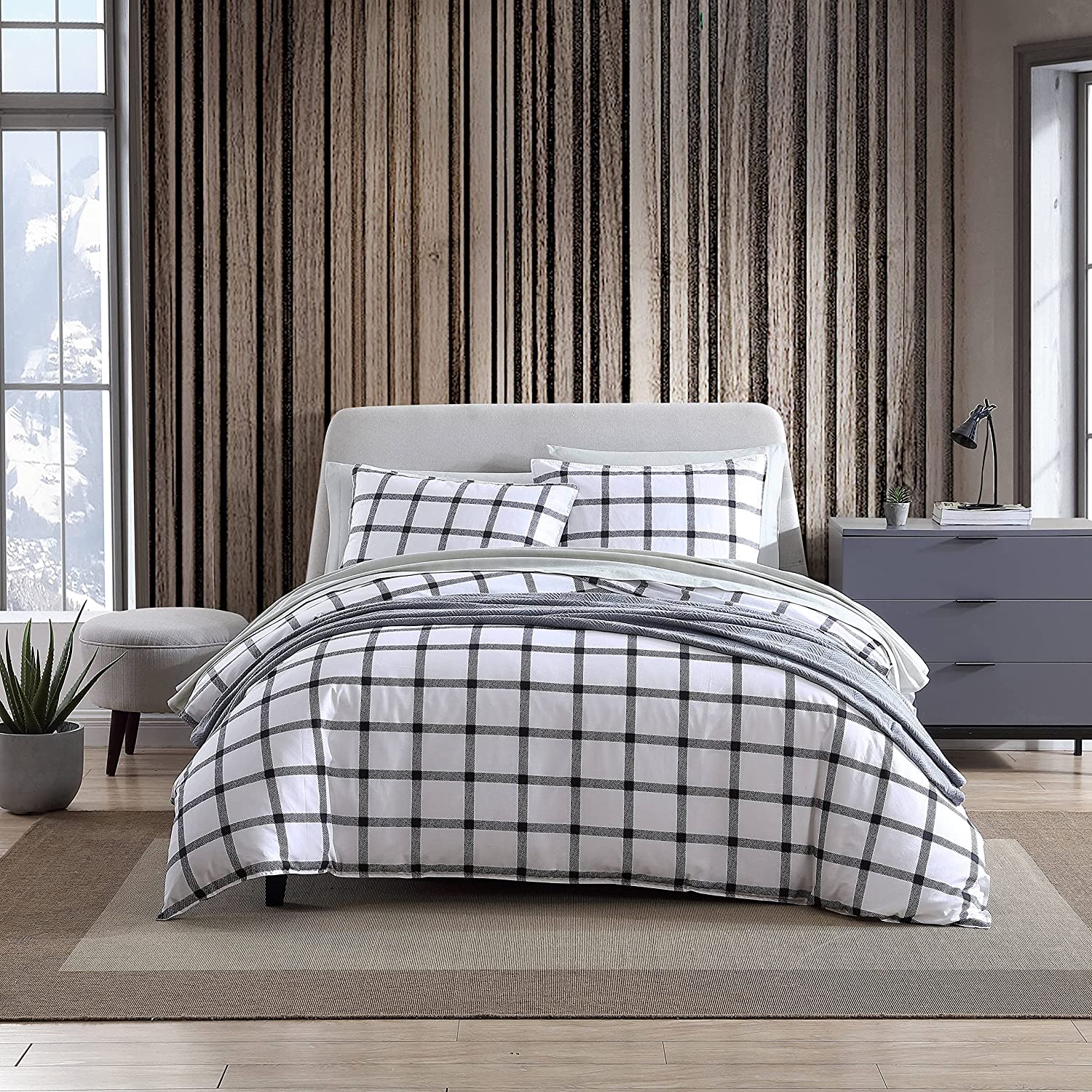 Price:$99.71 Bauer Home | Bunkhouse Collection | Duvet Cover Set - 100% Cotton, Soft & Breathable Bedding with Button Closure, Includes Matching Shams, King, Charcoal : Home & Kitchen