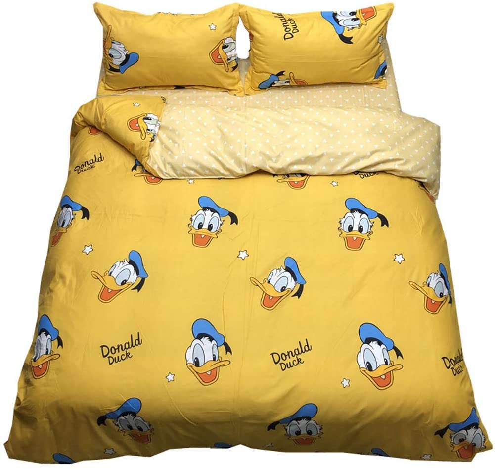 Price:$54.99 HOME Kid’s Bedding Cartoon Duck Duvet Cover Orange Yellow Bedclothes with Fitted Sheet Plus Pillow Cases (Full) : Home & Kitchen