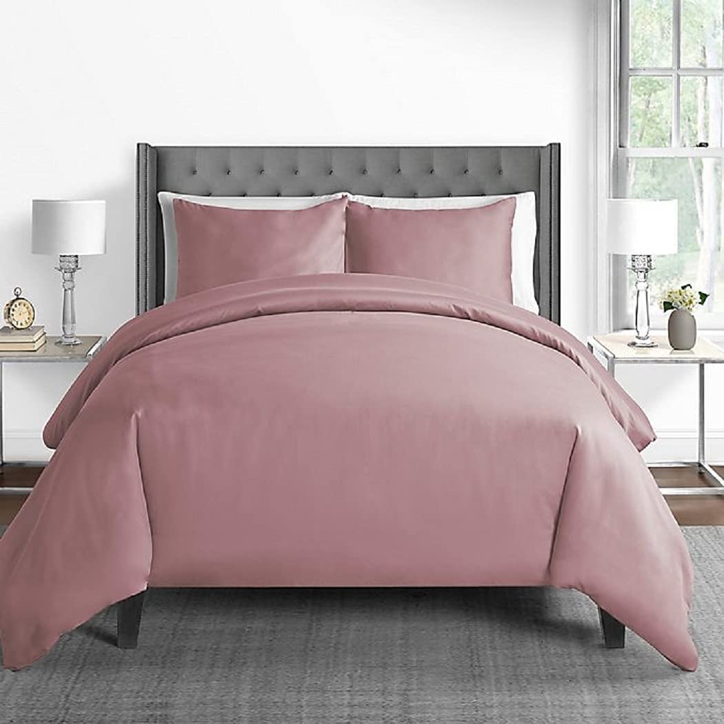 Price:$59.99 Cotton Sateen King Duvet Cover Set in Dusty-Rose /with 2 Shams : Home & Kitchen