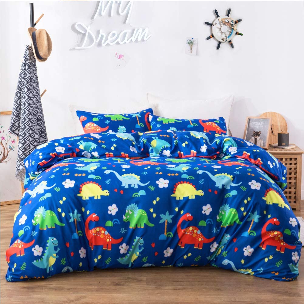 Price:$29.99 Kids Duvet Cover Boys Queen Blue Duvet Cover Set Cute Soft Christmas Dinosaur Bedding Set with 2 Pillowcases No Comforter (Dinosaur, Full/Queen) : Home & Kitchen