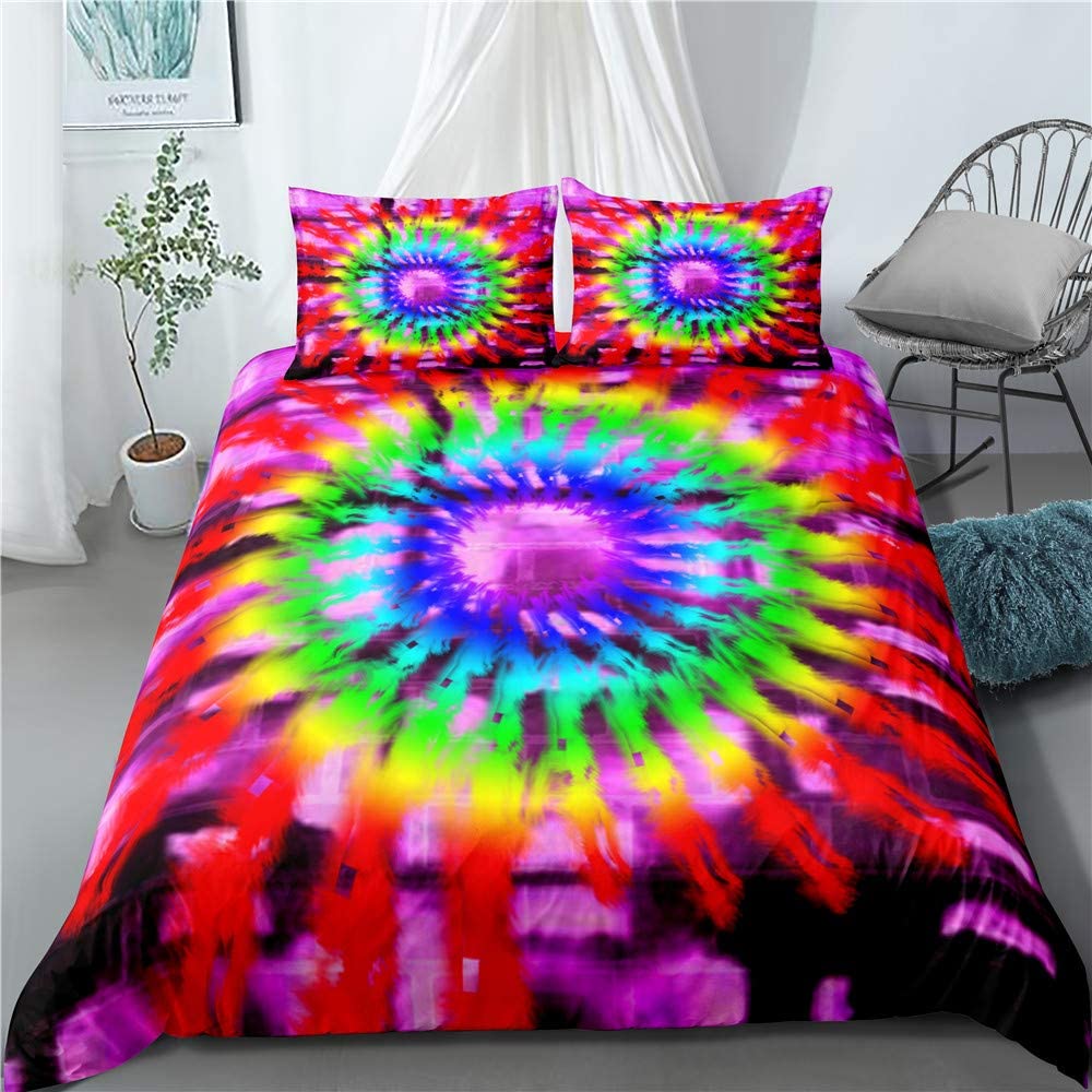 Price:$42.99 Purple Blue Tie Dye Duvet Cover Full Size Hippie Spiral Bedding Set Abstract Art Theme Quilt Cover Set Watercolor Rainbow Tie Dye Quilt Cover 3 Piece Set for Teens Adults Women Men : Home & Kitchen