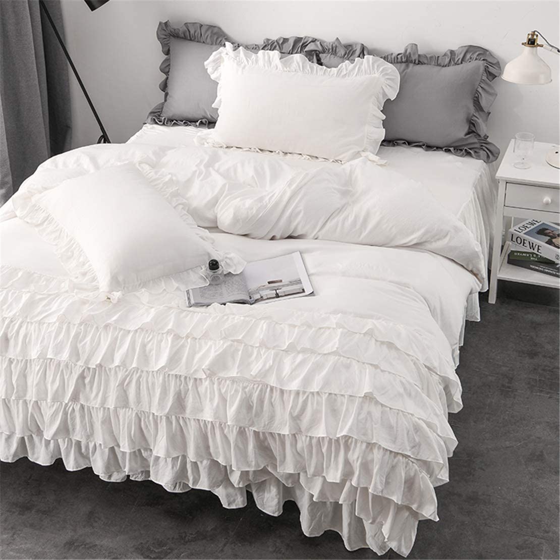 Price:$47.99 Duvet Cover King Size,100% Washed Microfiber 3pcs Bedding Duvet Cover Set, Shabby Chic Farmhouse Duvet Cover and Pillow Sham, Zipper Closure & Corner Ties, Easy Care(White, King) : Home & Kitchen