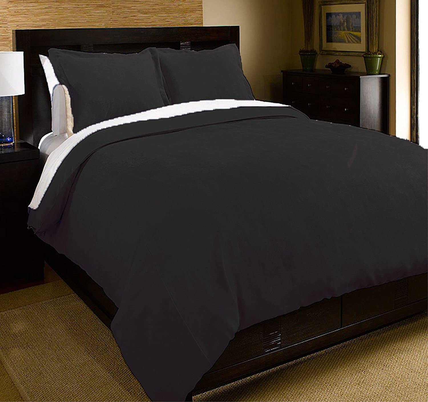 Price:$18.99 Microfiber Duvet Cover Mini Set Anthracite Black (King) : Home & Kitchen
