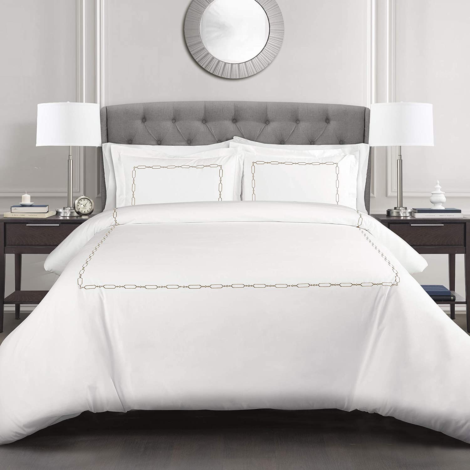 Price:$89.42 Decor, Taupe Hotel Geo 3 Piece Duvet Cover Set, Full/Queen : Everything Else