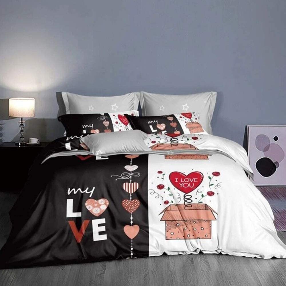 Price:$29.99 Wedding Duvet Cover Sets EsyDream Love Heart Wedding Bedding King 3PC Ultra Soft Microfiber His Side Her Side Bedding Duvet Cover 1pc with 2pc Pillowcase : Home & Kitchen