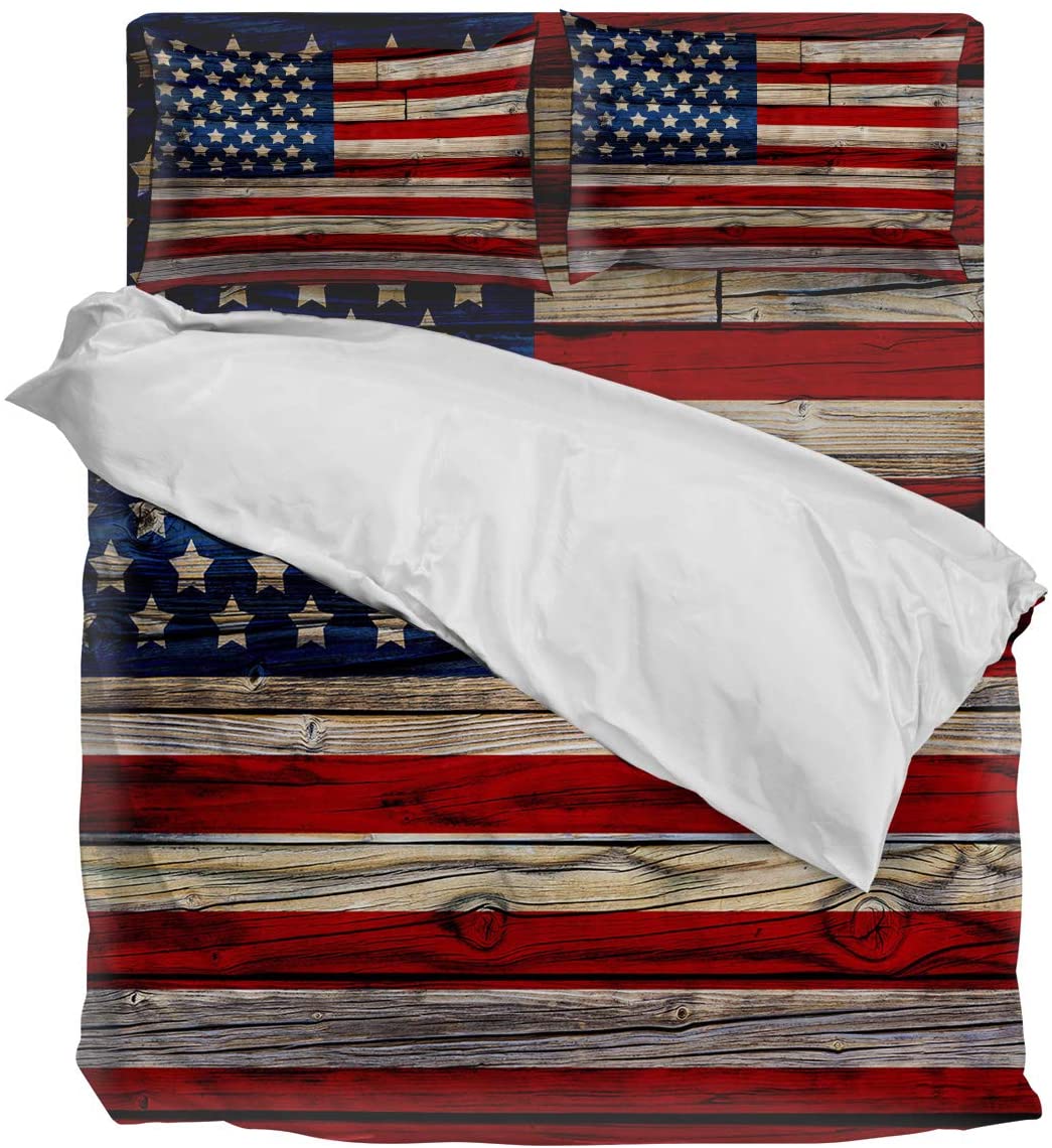 Price:$106.99 Duvet Cover Set Ultra Soft 4 Piece(1 Duvet Cover+1 Flat Sheet + 2 Pillowcases) American Flag Twill Plush Comforter Cover Set King : Home & Kitchen