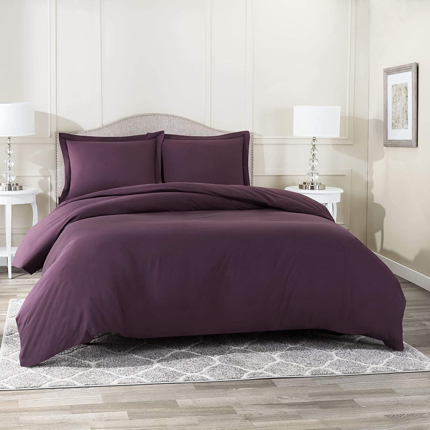 Price:$79.99 Pcs Duvet Cover Set California King/King-Purple Premium 600 Thread Counts, Zipper Closure & Corner Ties Ultra Soft and Breathable 100% Cotton Duvet Cover (Pcs | Purple) : Home & Kitchen