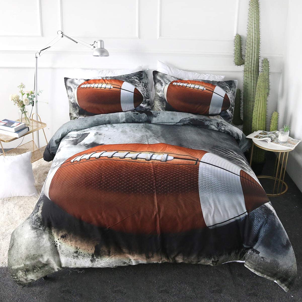 Price:$38.58 Football Bedding Twin Comforter Cover Sets for Boys Sports Duvet Cover Set Teens Kids American Football Printed Bed Set 3 Piece Kids Vintage Grunge Bedspread Football Room Decor (Twin) : Home & Kitchen