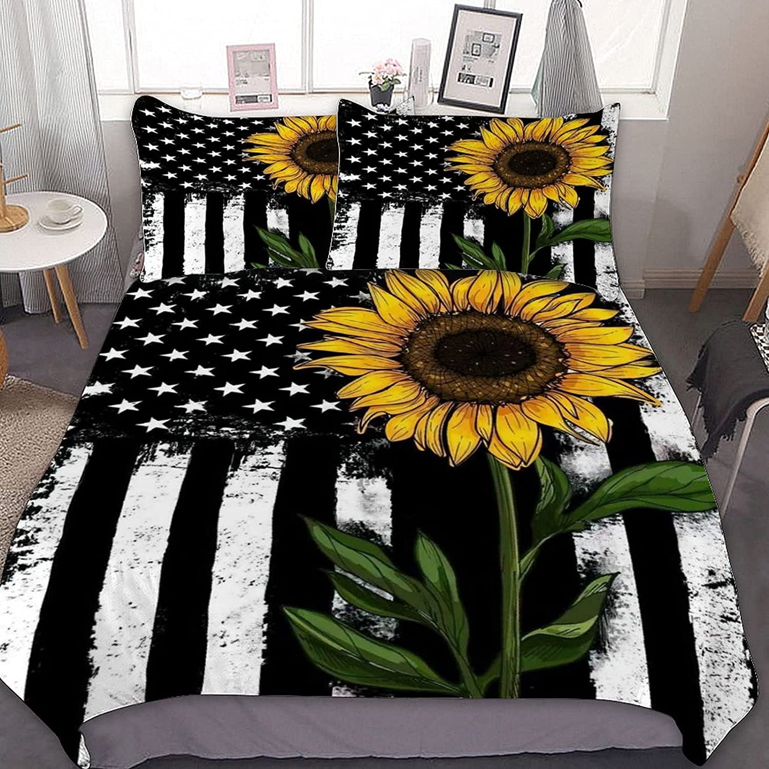 Price:$53.99 American Flag Bedding Set, Retro Stripes Stars Duvet Cover, 3 PCS Soft Comforter Cover with 2 Pillow Cases Personalized Quilt Cover Set(Queen Size) : Home & Kitchen