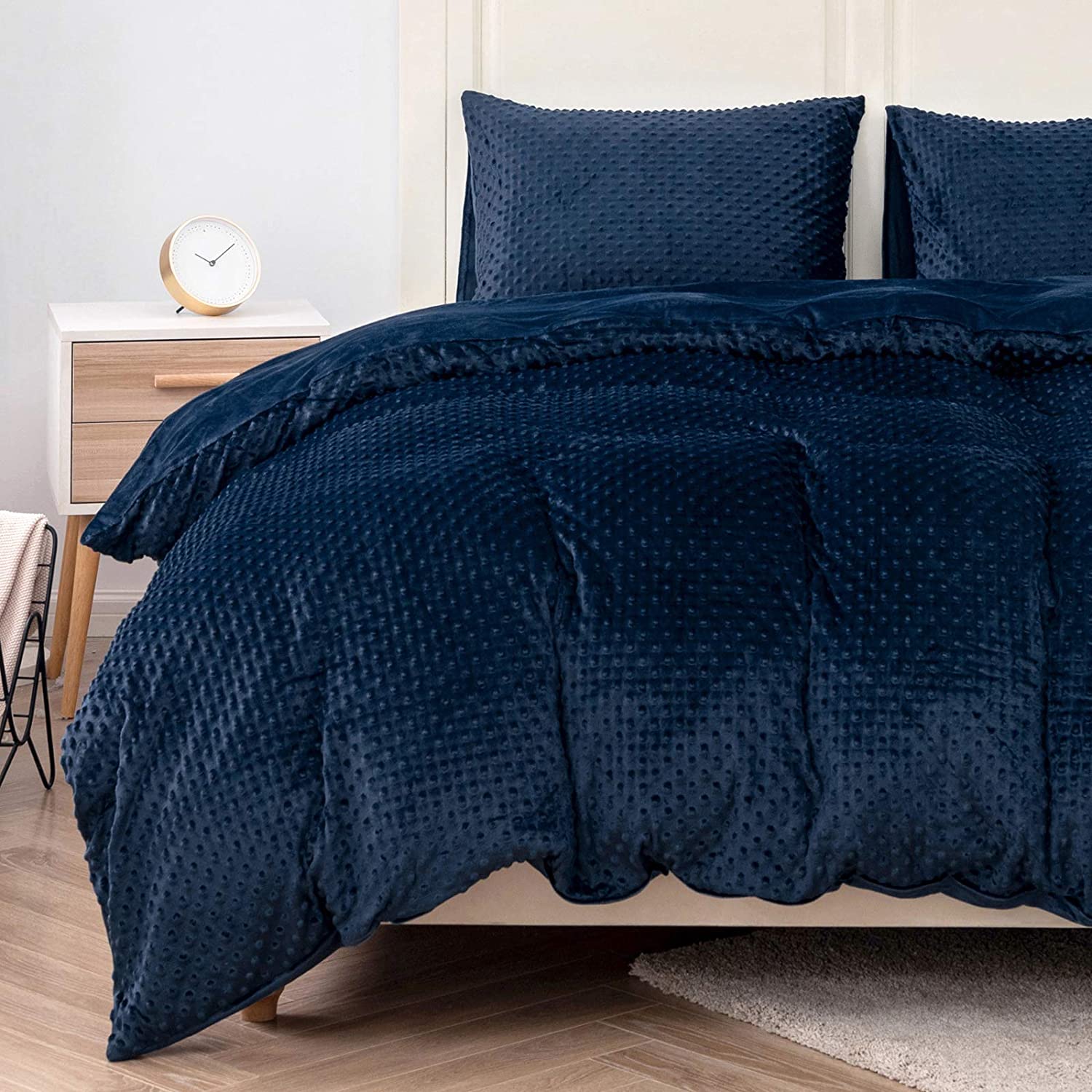 Price:$39.99 Duvet Cover Set Twin,3D textured 280GSM Heavyweight Velvet Comforter Set 2 Pieces, Super Soft Fluffy Bed Sets, Solid Color Boho Style 1 Duvet Cover 1 Shams, Navy Blue : Home & Kitchen