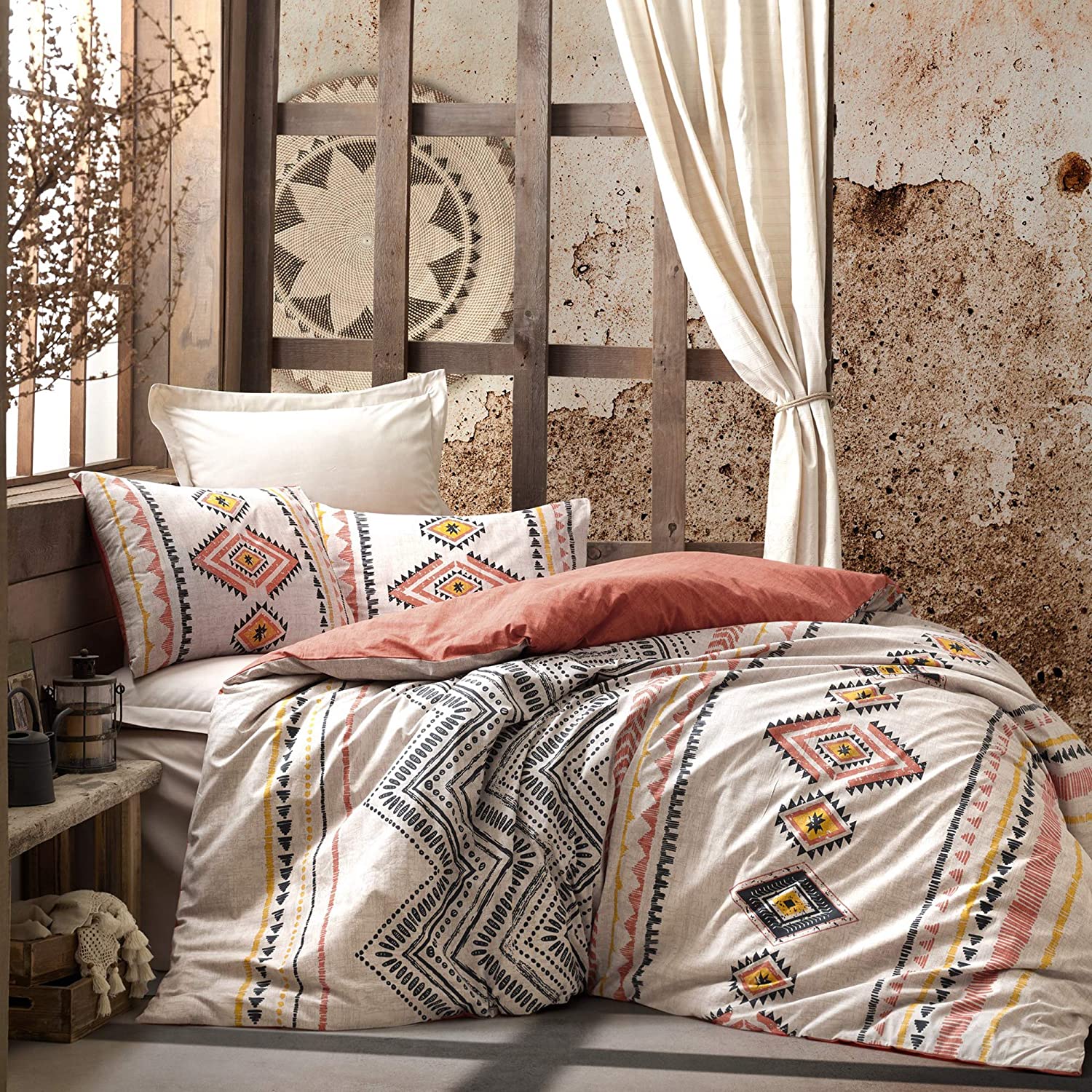Price:$94.99 Aztec Orange Duvet Cover Set, Full Size Duvet Cover, 1 Duvet Cover, 1 Fitted Sheet and 2 Pillowcases, Iron Safe, Hypoallergenic, Breathable Bedding Set, Machine Washable : Home & Kitchen