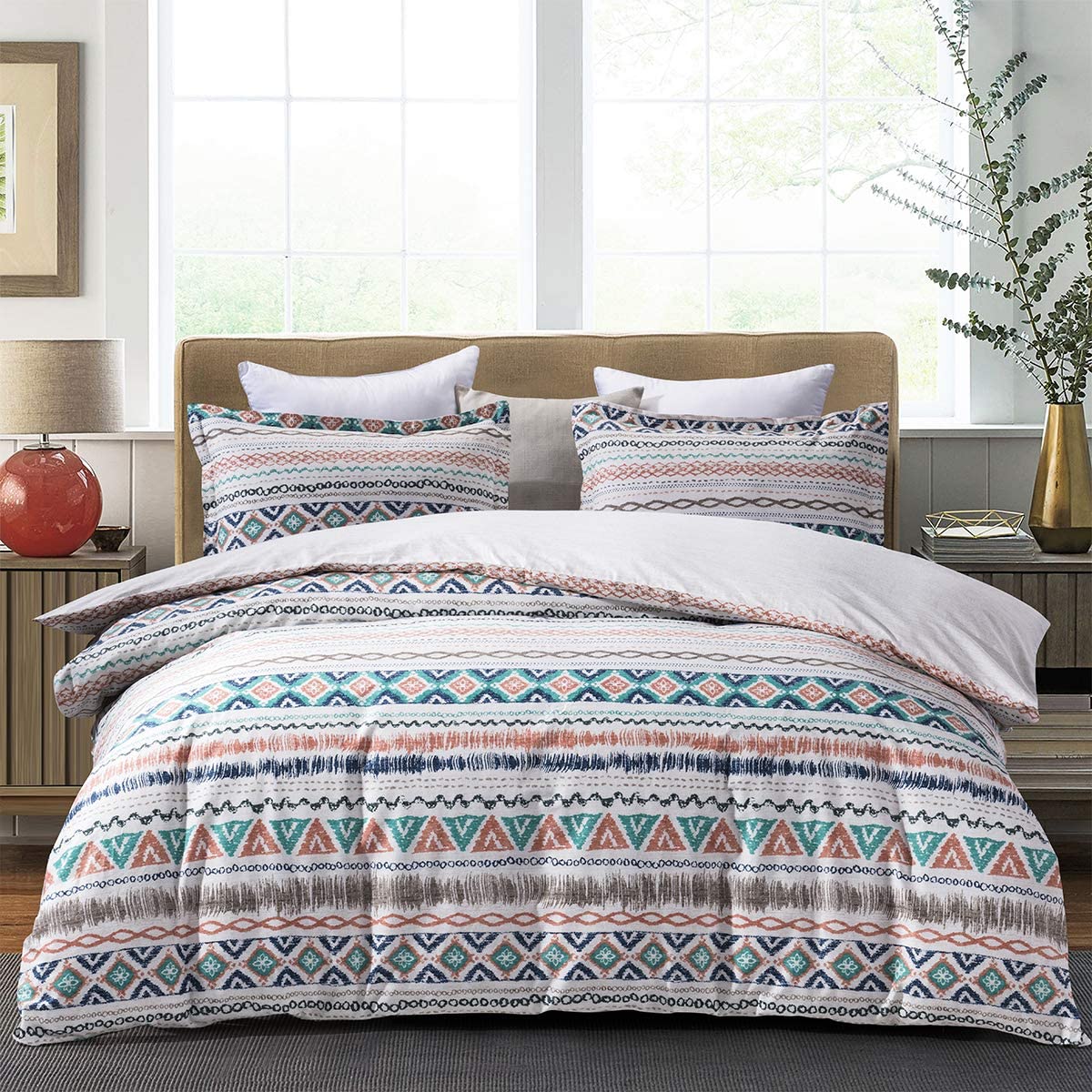 Price:$54.79 Duvet Cover King - 100% Cotton Bedding Set (1 Duvet Cover 104"x 90"+ 2 Pillow Shams 20" x 36")- Zipper Closure : Home & Kitchen