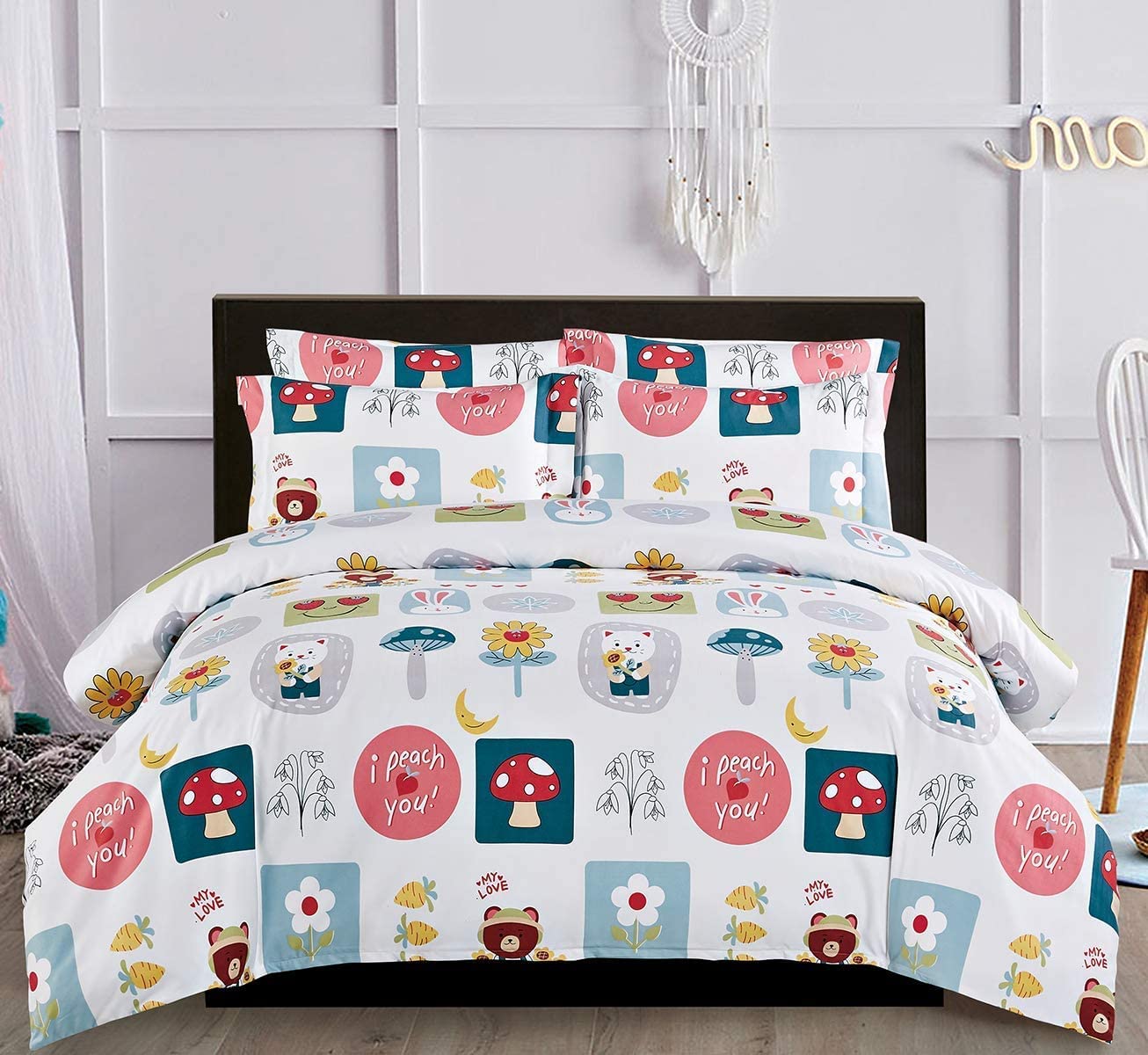 Price:$9.99 GuestRoom Duvet Cover,Holiday Duvet Cover Set,Cute Animal Bunny Quilt Cover,Printed Color Block Comforter Cover,Queen White : Home & Kitchen