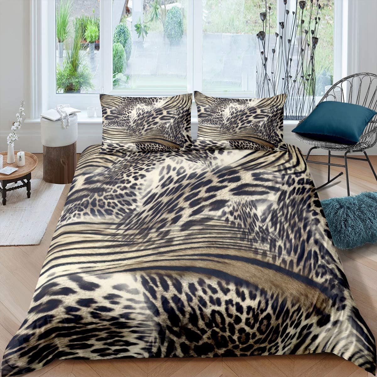 Price:$42.75 Leopard Pattern Duvet Cover Animal Print Cheetah King Bedding Set for Kids Man and Woman Luxury Comforter Cover Golden Bedspread Cover Decor Bedroom Collection 3Pcs Queen Size : Home & Kitchen