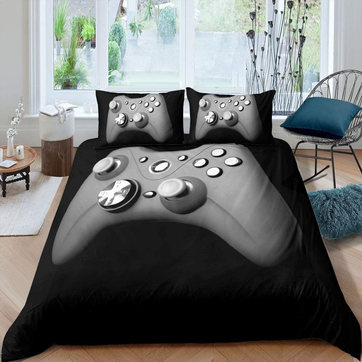 Price:$42.00 Gamepad Duvet Cover Boys Black Cool Games Bedding, Kids Gamer Party Decor 3 Piece Bedding Set with 2 Pillow Shams,Zipper(No Comforter Sheet) for Teen Youth and Girls,Full Size,Grey,Trendy : Home & Kitchen