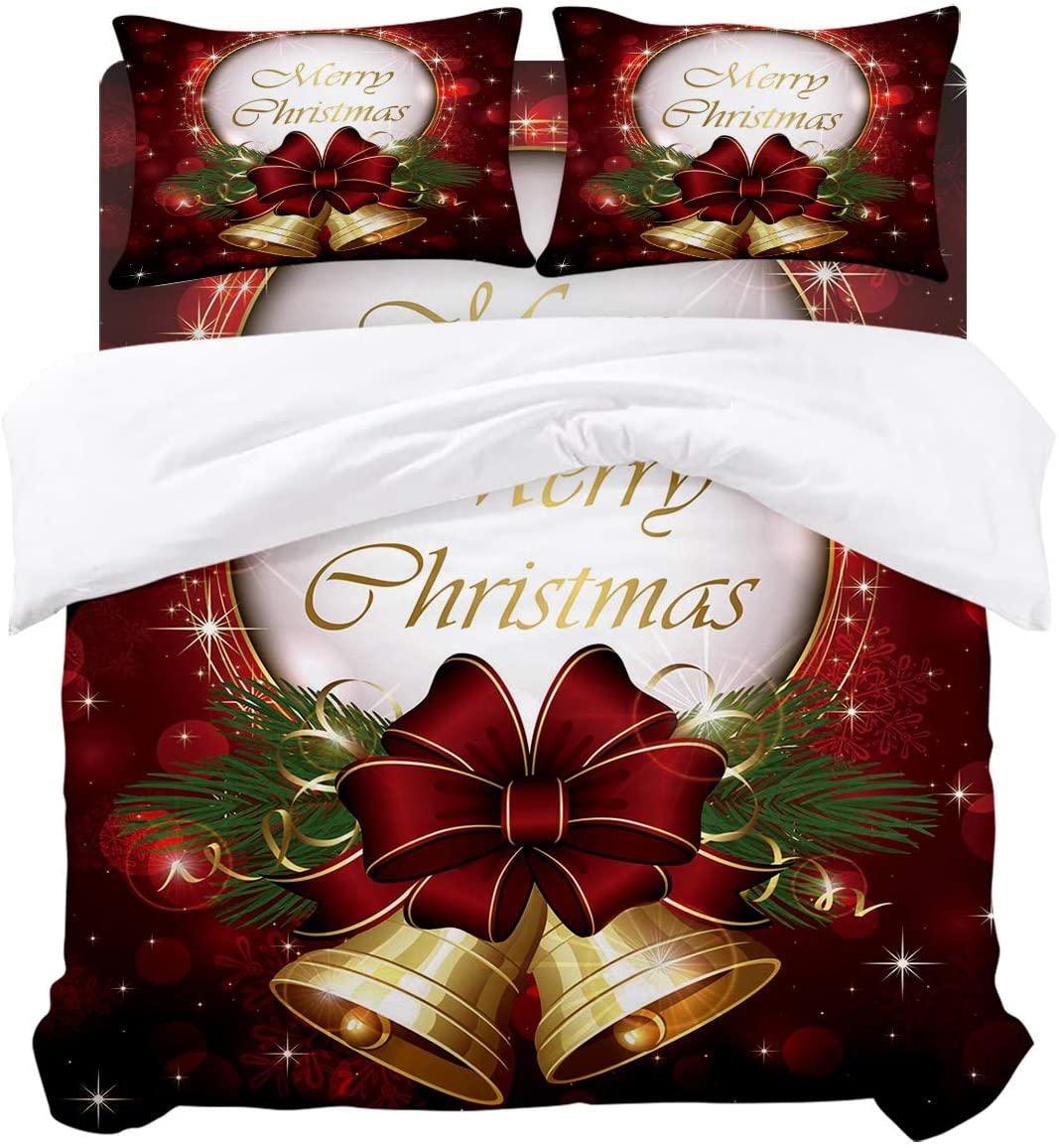 Price:$125.99 Bedding Duvet Cover 4 Piece Set, Custom Merry Christmas Print Hypoallergenic Microfiber Comforter Cover Bedspread and 2 Pillow Cases - Queen : Home & Kitchen