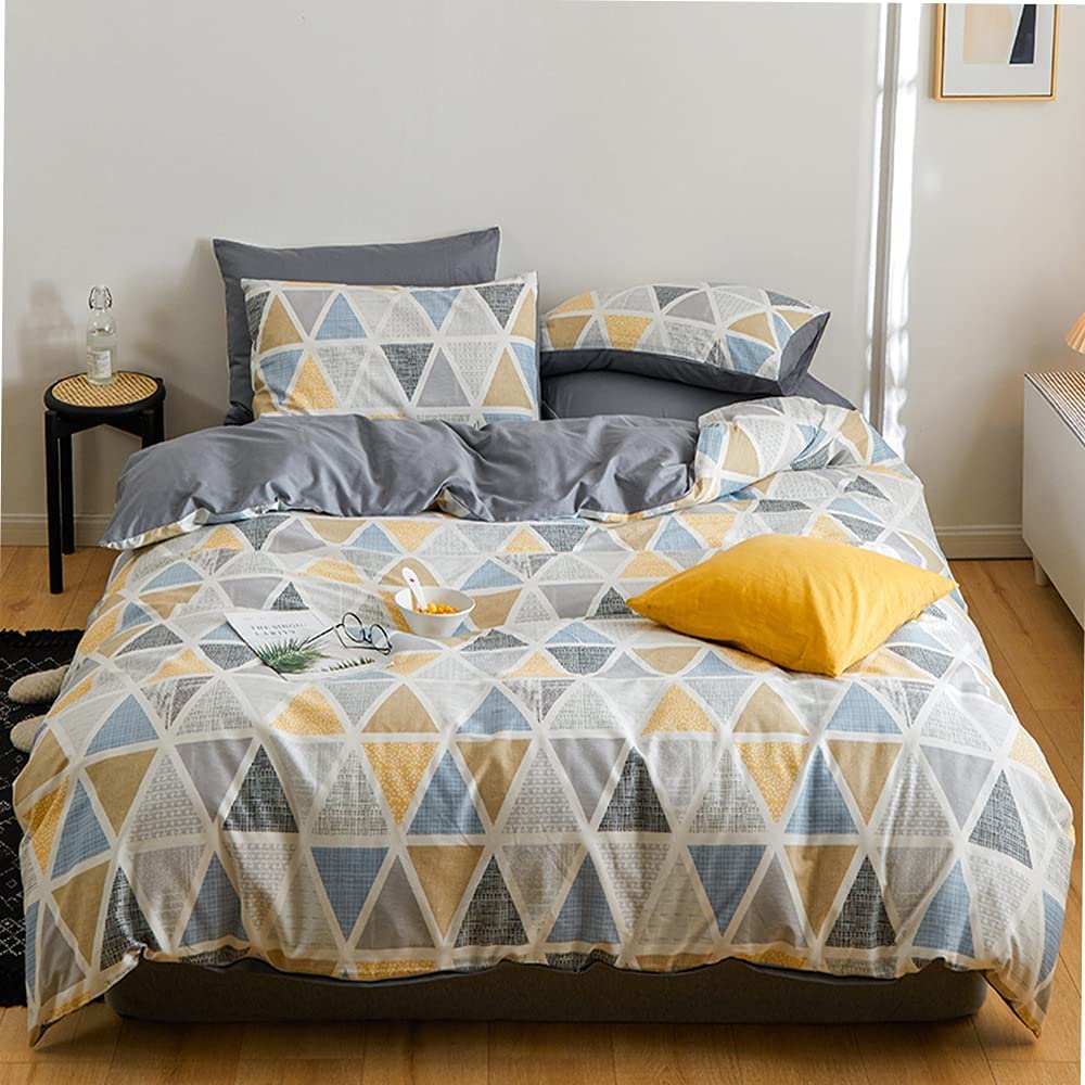 Price:$25.99 Cotton Grid Duvet Cover King Geometric Bedding Sets King 3 Pieces Grid Comforter Cover Set with 2 Pillow Shams,Modern King Bedding Sets for Kids Adult : Home & Kitchen