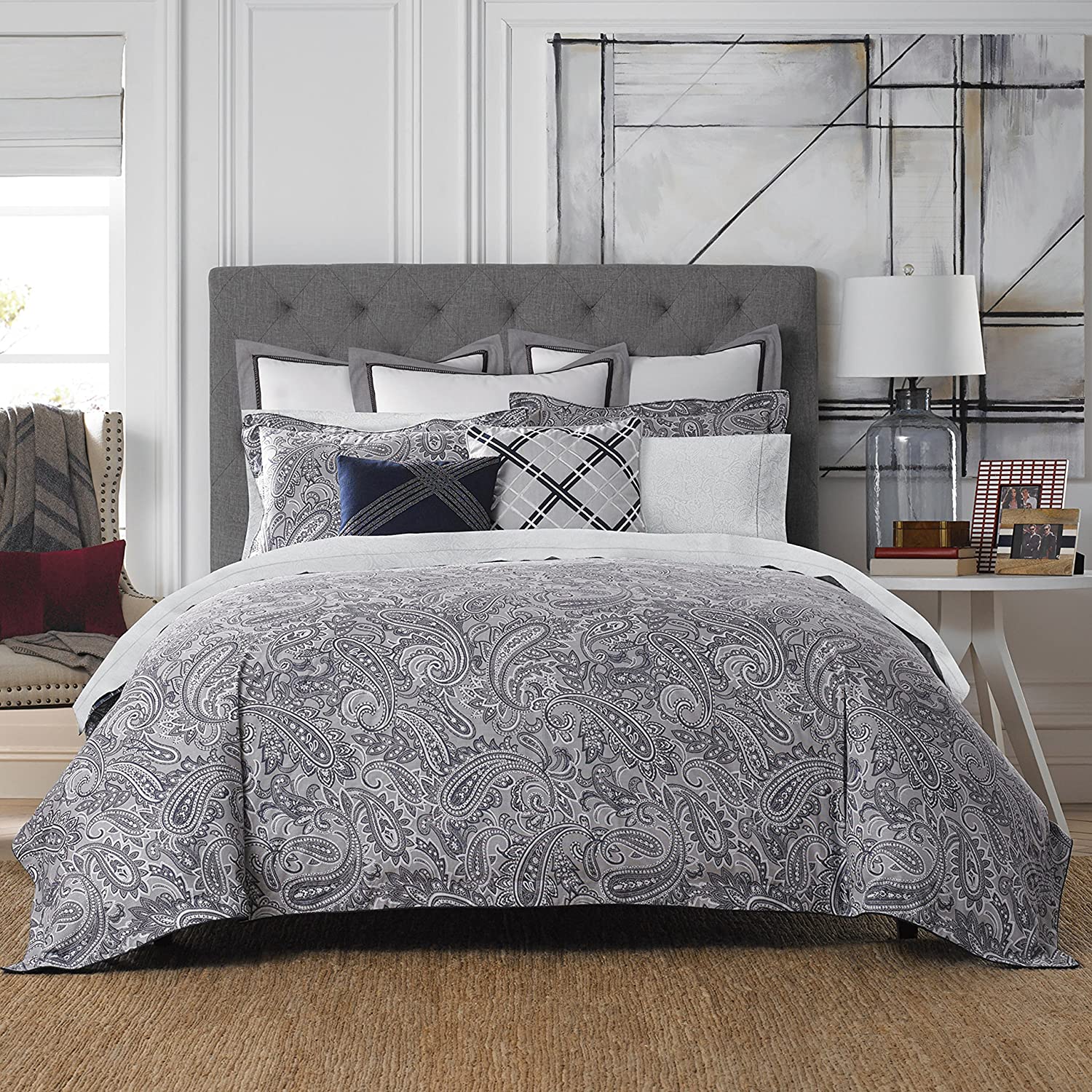 Price:$69.83 Hilfiger TH Grey T Josephine Paisley Duvet Set, Twin, Blue : Home & Kitchen
