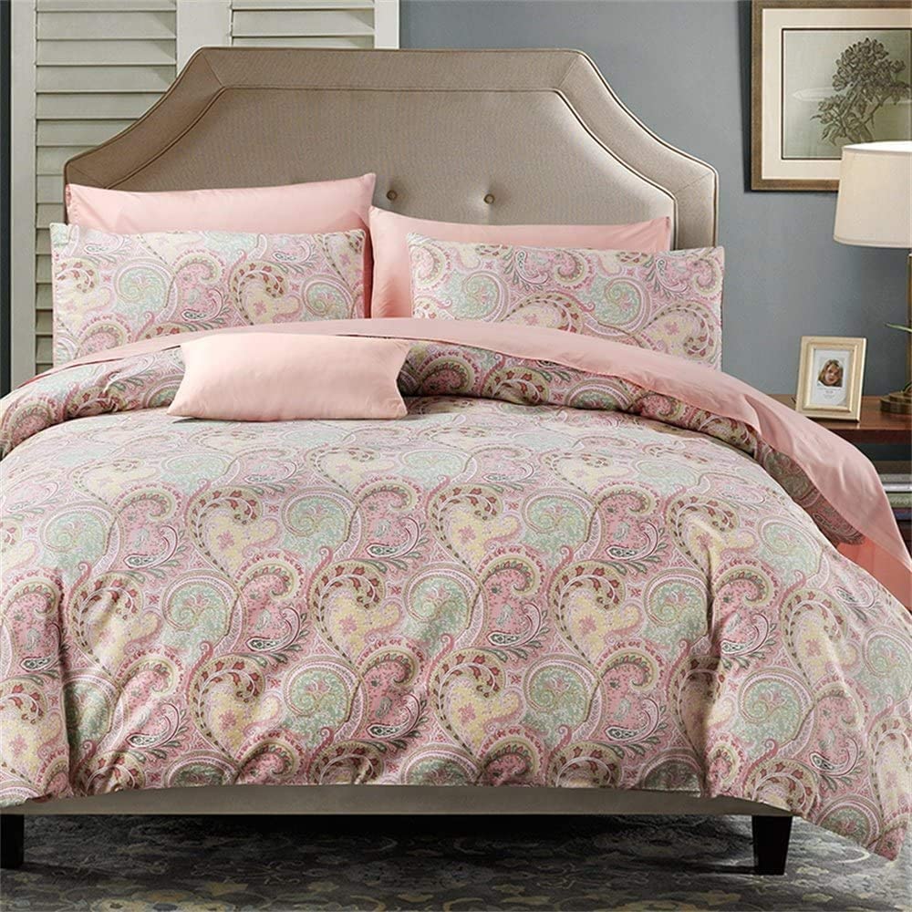 Price:$79.99 Boho Paisley Bedding Set Gorgeous Duvet Cover with Pillowcases 3PCs Twin Size Soft Breathable Cotton Quilt Cover with 2 Pillow Shams Bohemia Pink Bedding Set : Home & Kitchen
