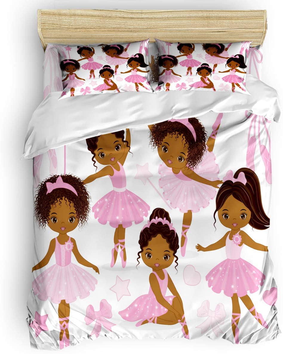 Price:$95.99 Duvet Cover Twin 4 Piece Set, Cute Girl Ballerina Dancer Gymnastic Pattern Duvet Cover Set, Ultra Soft Microfiber Breathable Comforter Cover Set for Kids Adults Bedroom(Zipper Closure) : Home & Kitchen