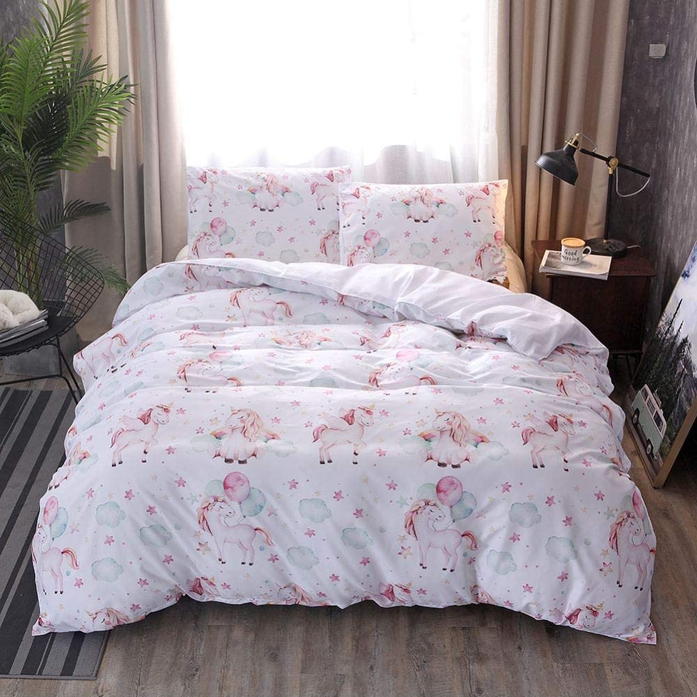 Price:$33.99 Girls Unicorn Duvet Cover Set 2PCS Pink Bedding Set with 1 Duvet Cover (Without Comforter Insert),1 Pillow Cases,Princess Bed Sets for Kids(White,Twin) : Home & Kitchen