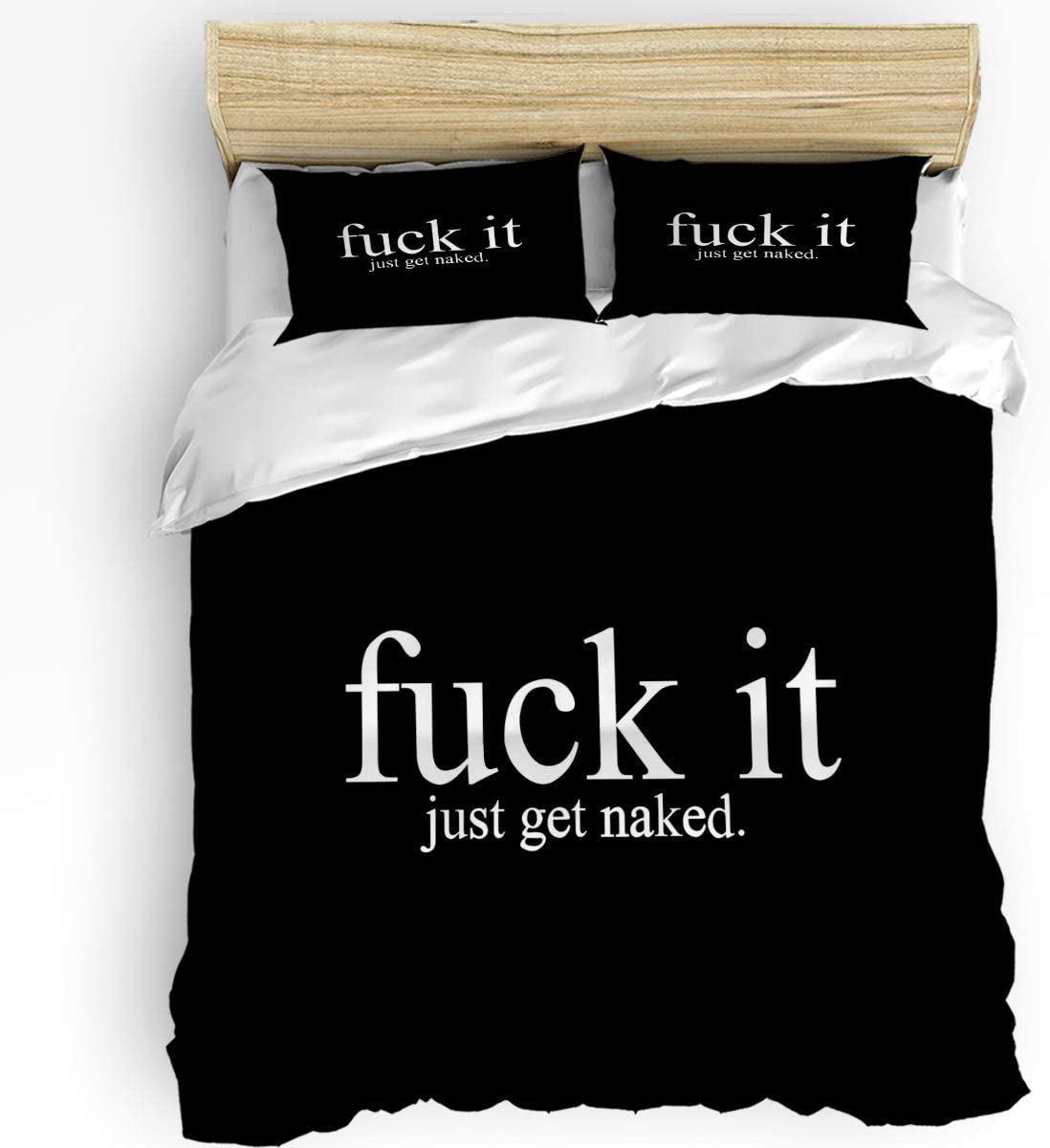 Price:$39.99 buy store Twin Size 3 Pcs Duvet Cover Sets Fuck It Just Get Naked 1 Bedspread 2 Pillow Cases, Black Lightweight Comforter Cover Set Bedding Decoration for Kids Childrens Adults : Home & Kitchen