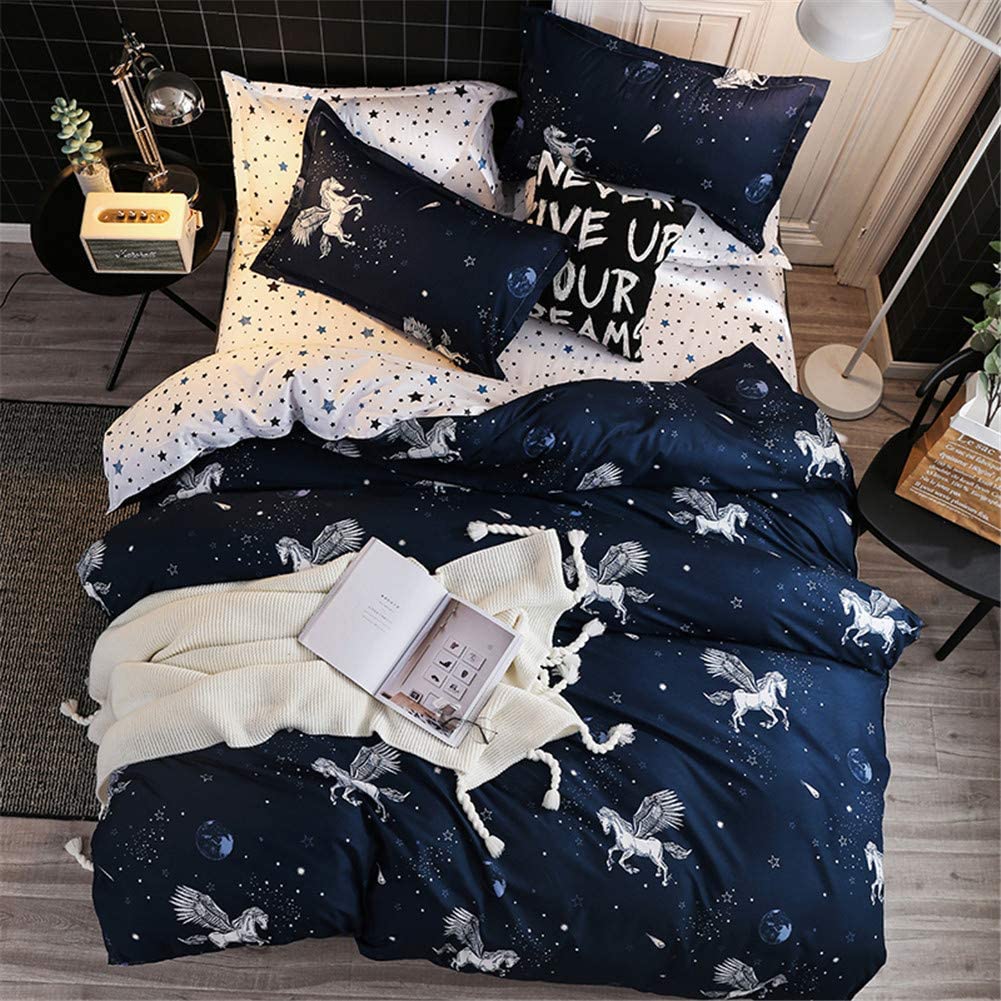 Price:$37.99 Blue Starry Universe Unicorn Duvet Cover Bedding Sets Girls Boys Duvet Cover Set Pillowcases Including 1 Duvet Cover 2 Pillow Shams,NO Comforter and Sheet King (104"x90") : Home & Kitchen