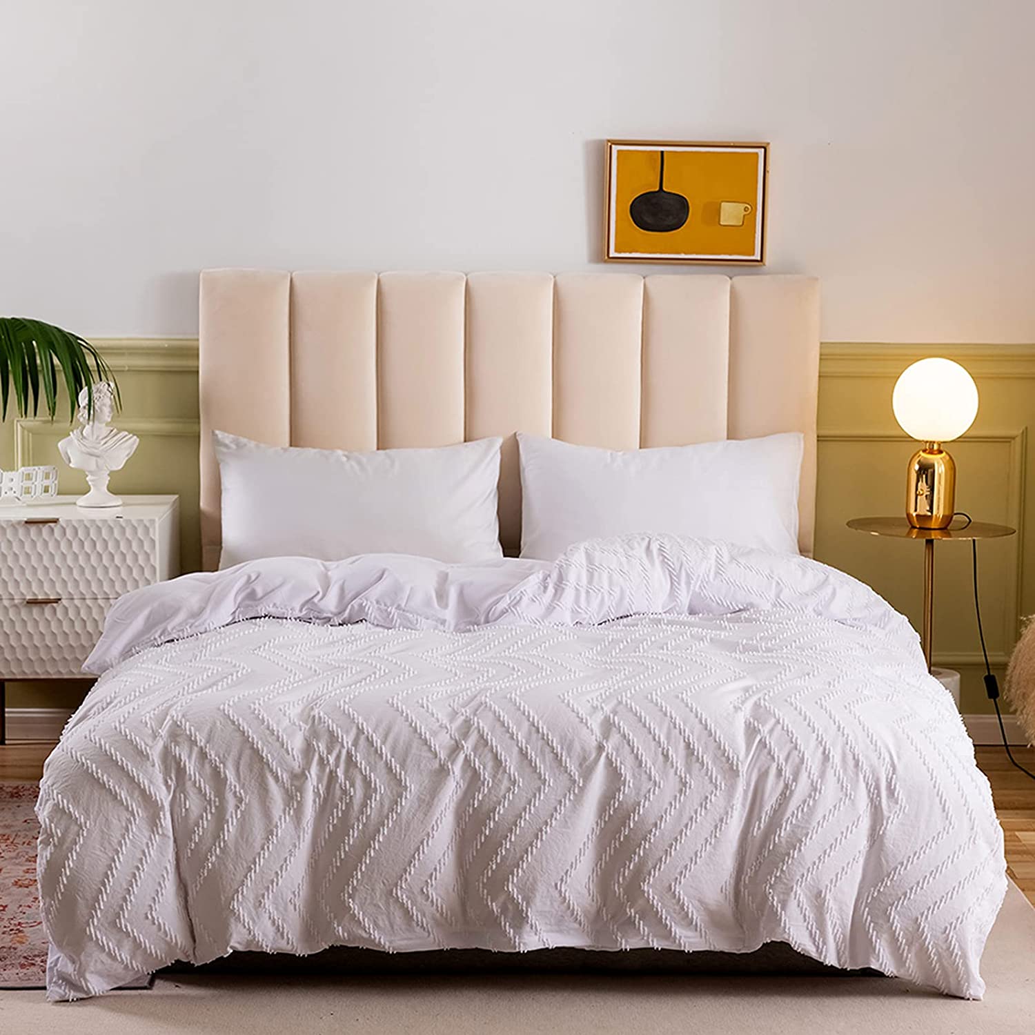Price:$29.99 Chevron Duvet Cover Queen 3 Pieces Embroidery Comforter Cover Premium Washed Microfiber Bedding Set Breathable Duvet Cover Sets with Zipper Closure ,Tufted Comforter Cover Set for Bedding : Home & Kitchen
