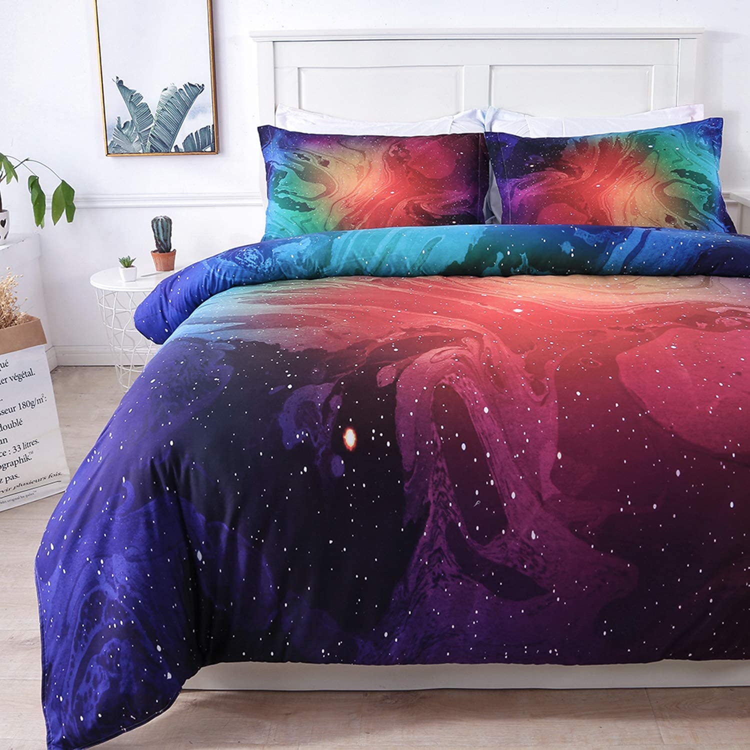 Price:$28.99 King 3-Piece Colorful Marble Bedding Pastel Green Blue Red Purple Duvet Cover Sets with 2 Pillow Sham - 3D Space Marble Abstract Art Texture Printed Design - Super Soft Comforter Cover : Home & Kitchen