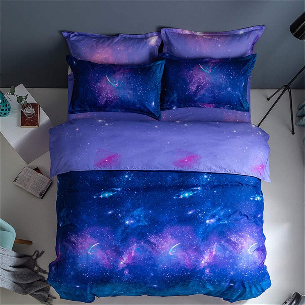 Price:$33.99 3D Duvet Cover Sets Ultra Soft Microfiber Bedding Universe Sky Kids Bedding Set with Zipper Close 1 Quilt Cover + 2 Pillowcases (Twin 68"x91" (No Comforter)) : Home & Kitchen