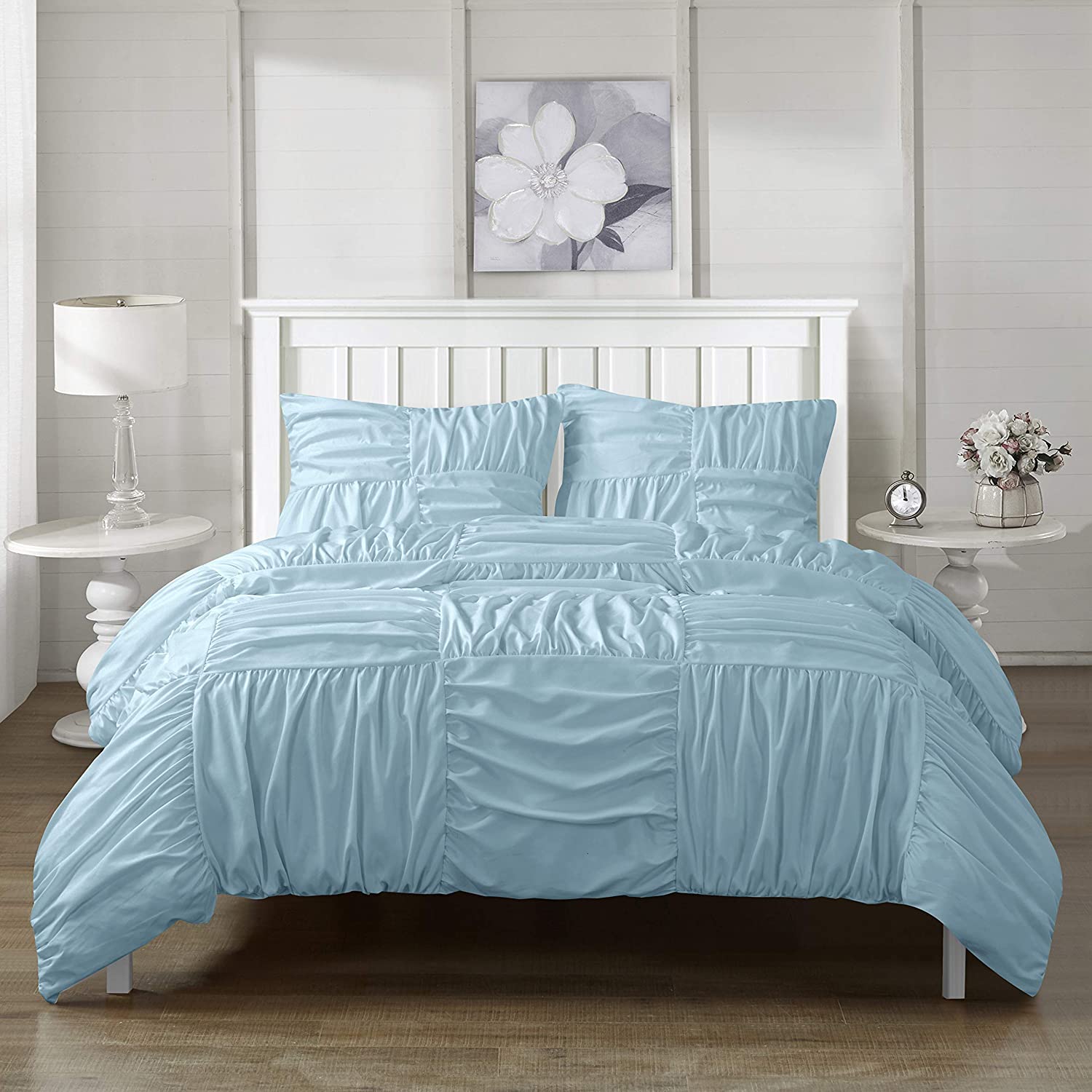 Price:$37.65 Basketweave Duvet Cover Set, Queen, Light Blue : Home & Kitchen