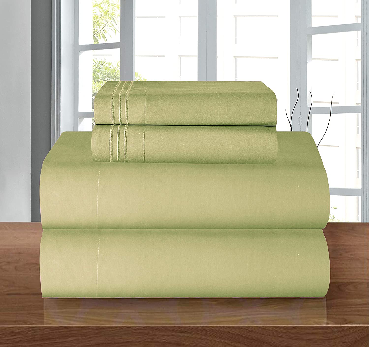 Price:$29.98 Comfort 1500 Thread Count Wrinkle Resistant 4 pc Sheet Set, Deep Pocket Up to 18" and Colors , California King Green : Home & Kitchen