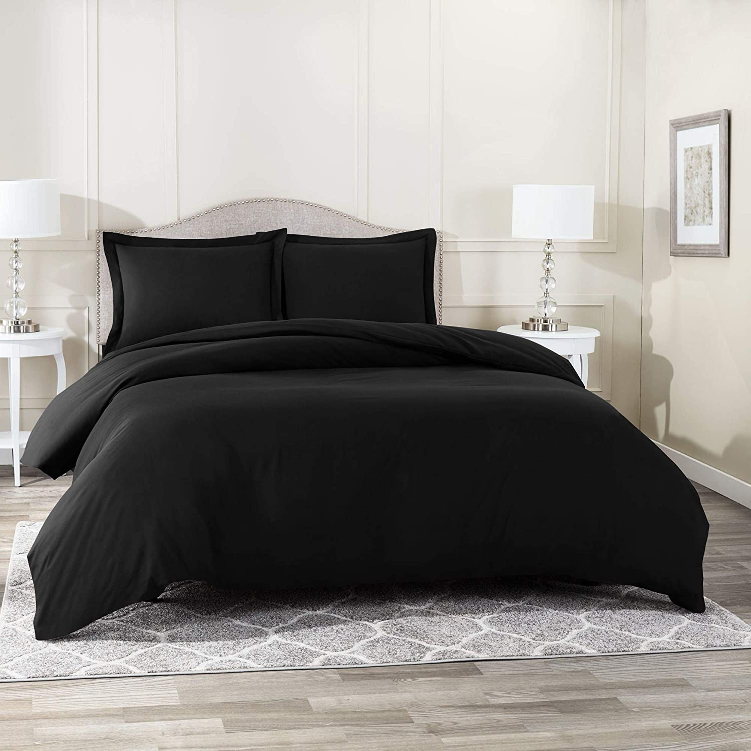 Price:$100.99 Set - Cal King, Black 100% Cotton 800 Thread Count Cover Sets (1 Button Closure Cover, 1 Fitted Sheet with 18" Deep Pocket, 2 Pillow Shams) 4 PCs Cover Set : Home & Kitchen