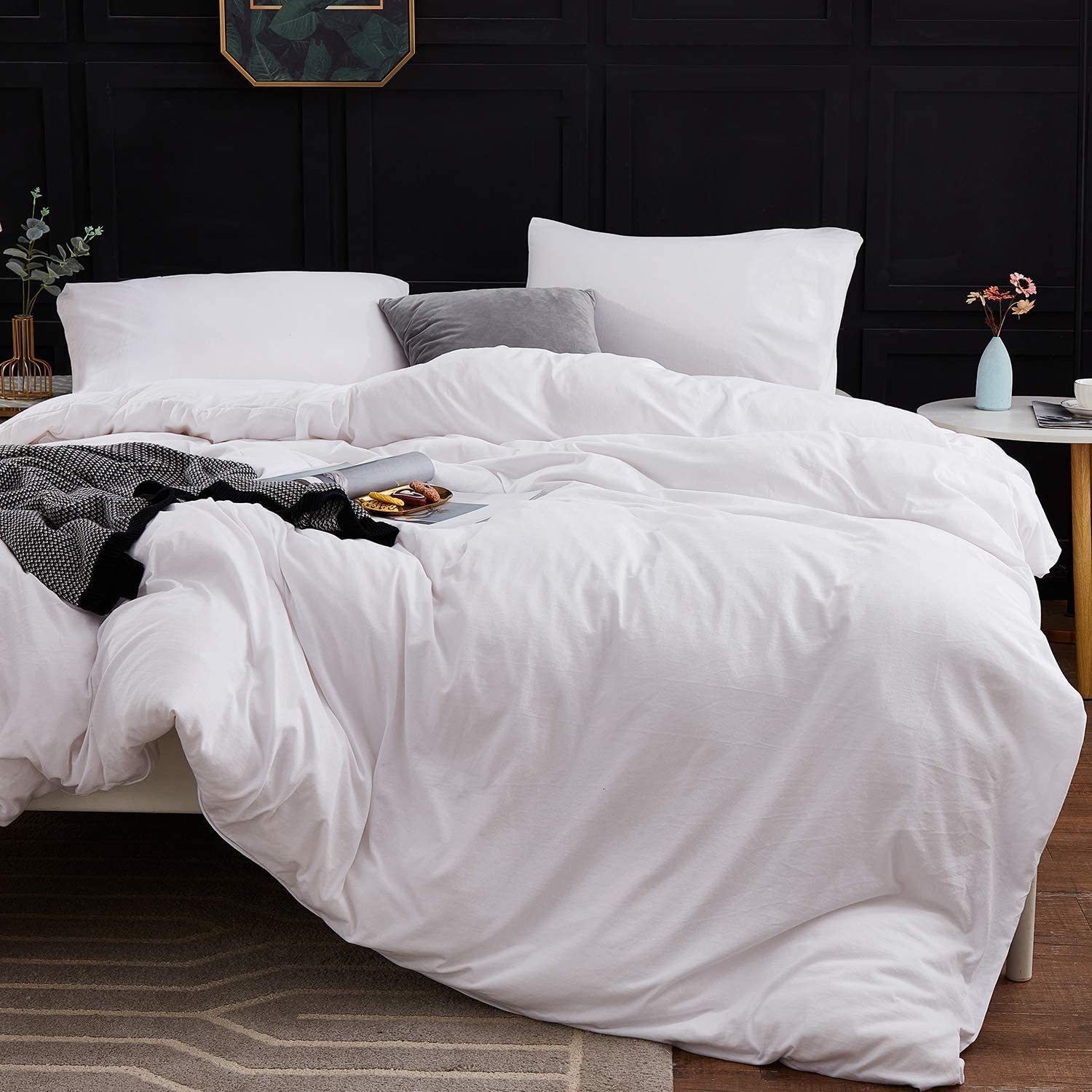 Price:$79.99 Quality 3-Piece Duvet Cover Set with Hidden Zipper Closure & Corner Ties 600-TC Hypoallergenic Ultra Soft Pillow Shams 100% Egyptian Cotton King/Cal-King (92X106) Size White Solid : Home & Kitchen