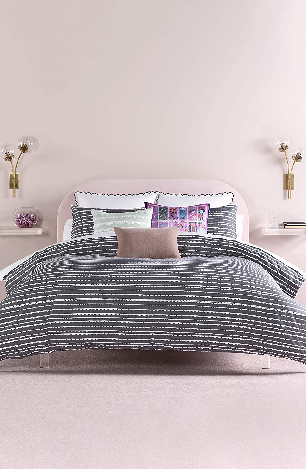 Price:$89.98 Spade New York Scallop Row Duvet Cover Set, Twin, Charcoal : Home & Kitchen
