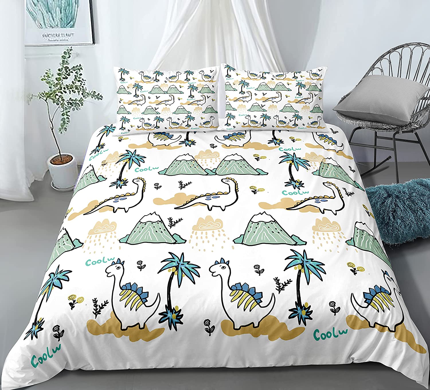 Price:$36.99 Kids Duvet Cover Sets Dinosaur Animal Forest Print Queen Reversible Full Comforter Cover Kids Cartoon Comforter Cover Set 1 Pillowcase and 1 Duvet Cover in Set dinosaur1-07T : Home & Kitchen