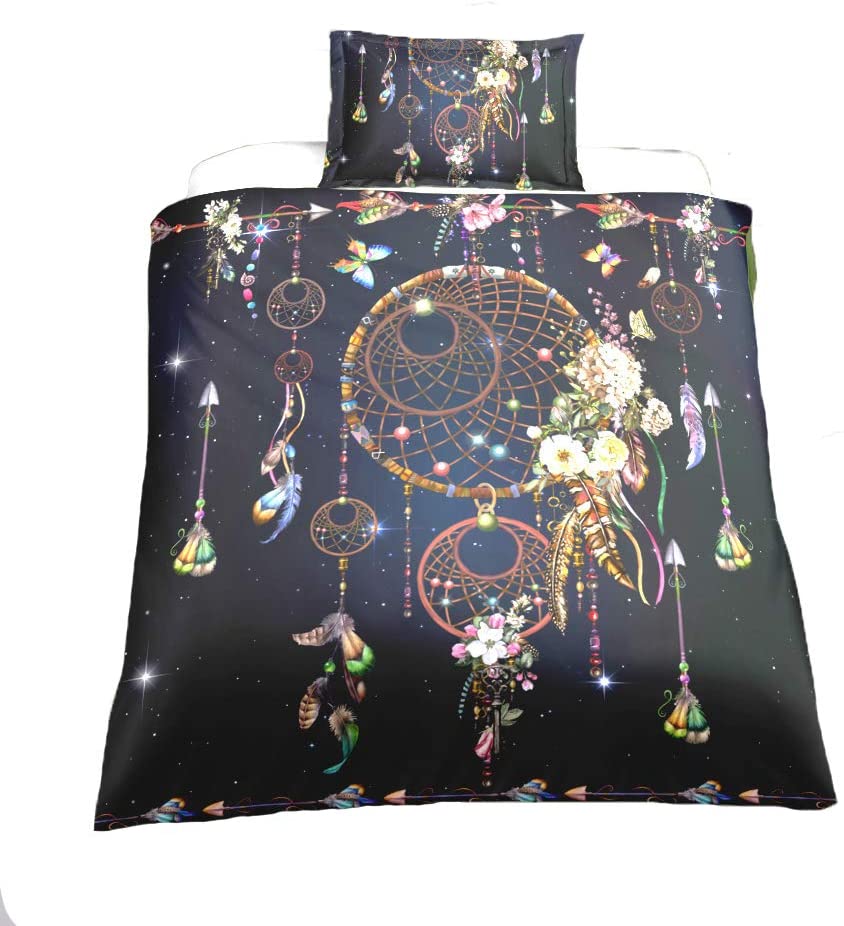 Price:$39.99 Feathers Dream Catcher Bedding Duvet Cover Sets Ethnic Colored Components Arrows Feathers Dreamcatcher Quilt Cover with Pillowcase for Kids and Adults Bedspread Cover (Dark Blue, Twin) : Home & Kitchen