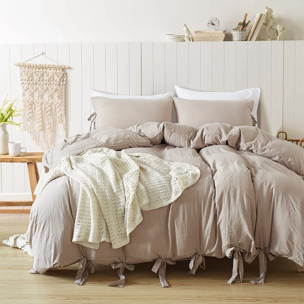 Price:$29.99 Kids Duvet Cover Set Twin Taupe Solid Bedding Cover Set Lightweight Ultra Soft Microfiber Comforter Cover Set for Boy Girl : Home & Kitchen
