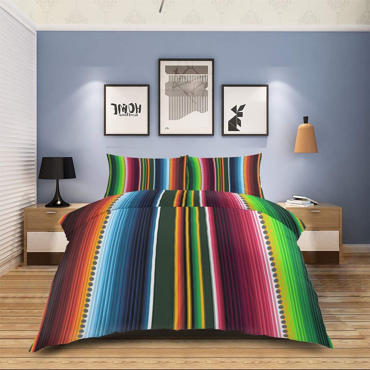 Price:$126.99 King Size Duvet Cover Set 4Pcs Mexican Serape Bedding Sets Ultra Silky Cozy Microfiber Comforter Cover for Adult, Kids, Elderly, Colorful Stripes : Home & Kitchen