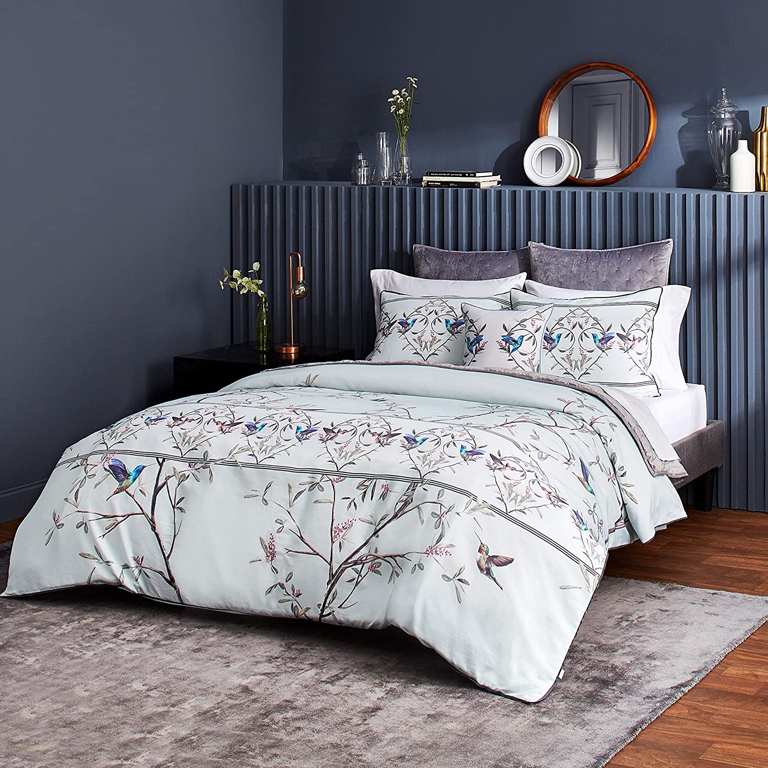 Price:$144.68 Baker Highgrove 2-Piece Cotton Sateen Duvet Cover Set w/Shams, Flower Design, 68ʺW x 88ʺL, Twin, Mint Green : Home & Kitchen