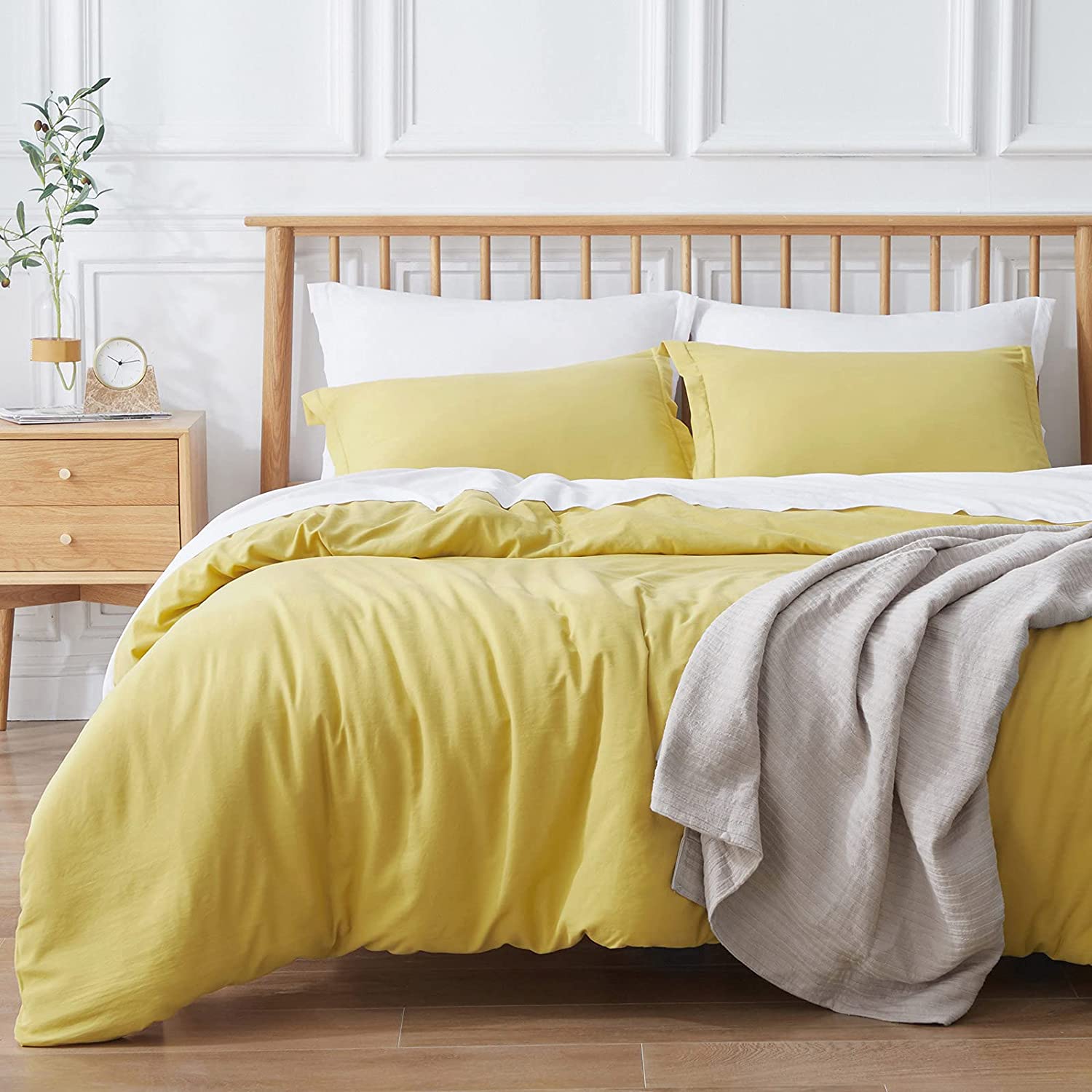 Price:$29.99 Cal King Duvet Cover - 3 Piece Microfiber Bed Cover with Zipper Closure & Corner Ties, Breathable Soft Duvet Covers Set for All Seasons Yellow (1 Duvet Cover, 2 Pillow Shams) : Everything Else