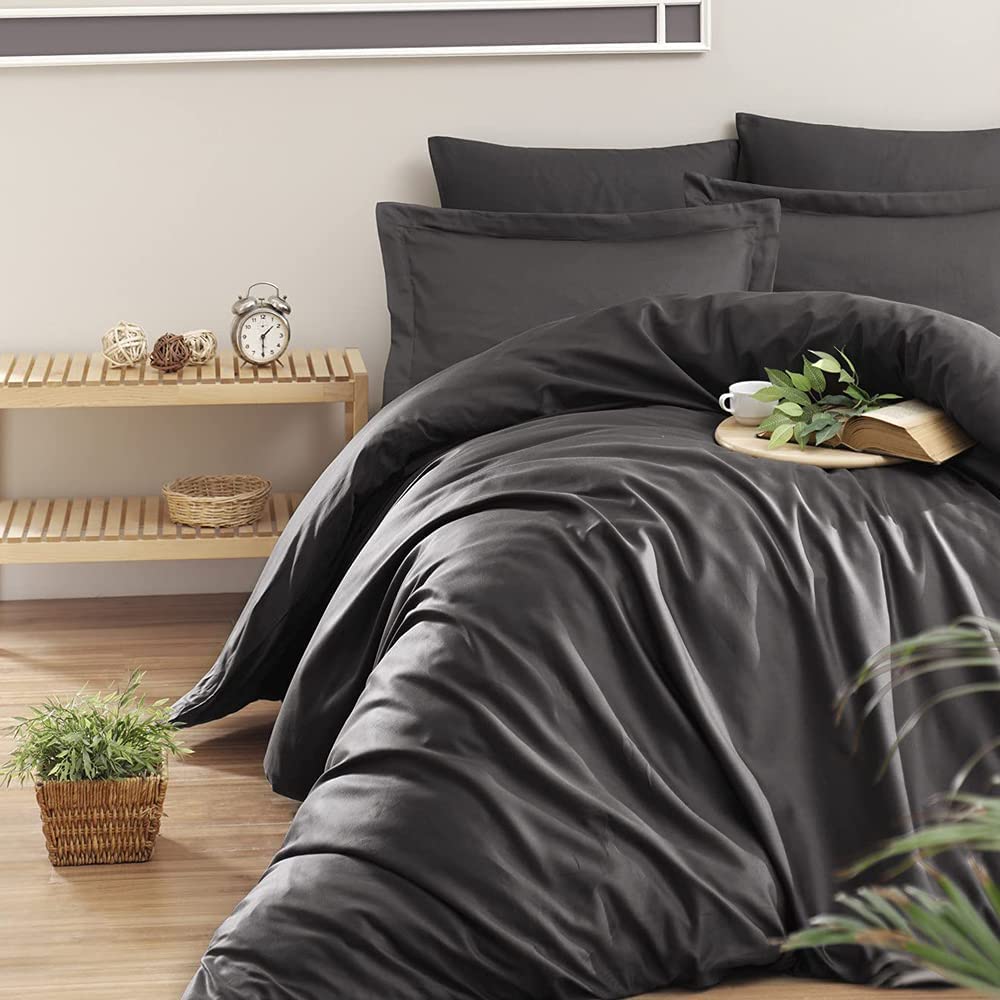 Price:$110.00 Cotton Satin Luxuriously Silky Soft Hotel Bedroom Stain Resistant Lightweight Cozy Satin Easy Fit Comfy Cotton Flat Bedding Sheets -Duvet Cover Set with 4 Pillow Cases : Home & Kitchen