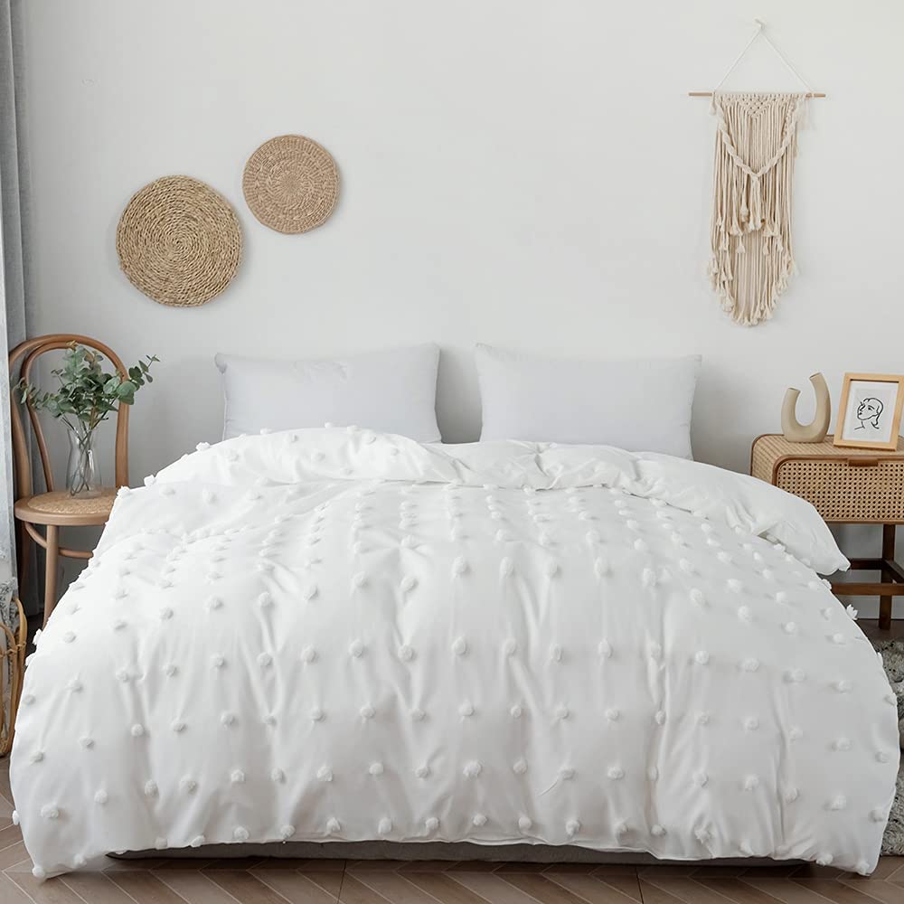 Price:$56.99 Tufted Duvet Cover Set Decorative 3 Pieces, Chenille Dots Extra Soft and Durable Bedding Set for All Seasons,White King : Home & Kitchen