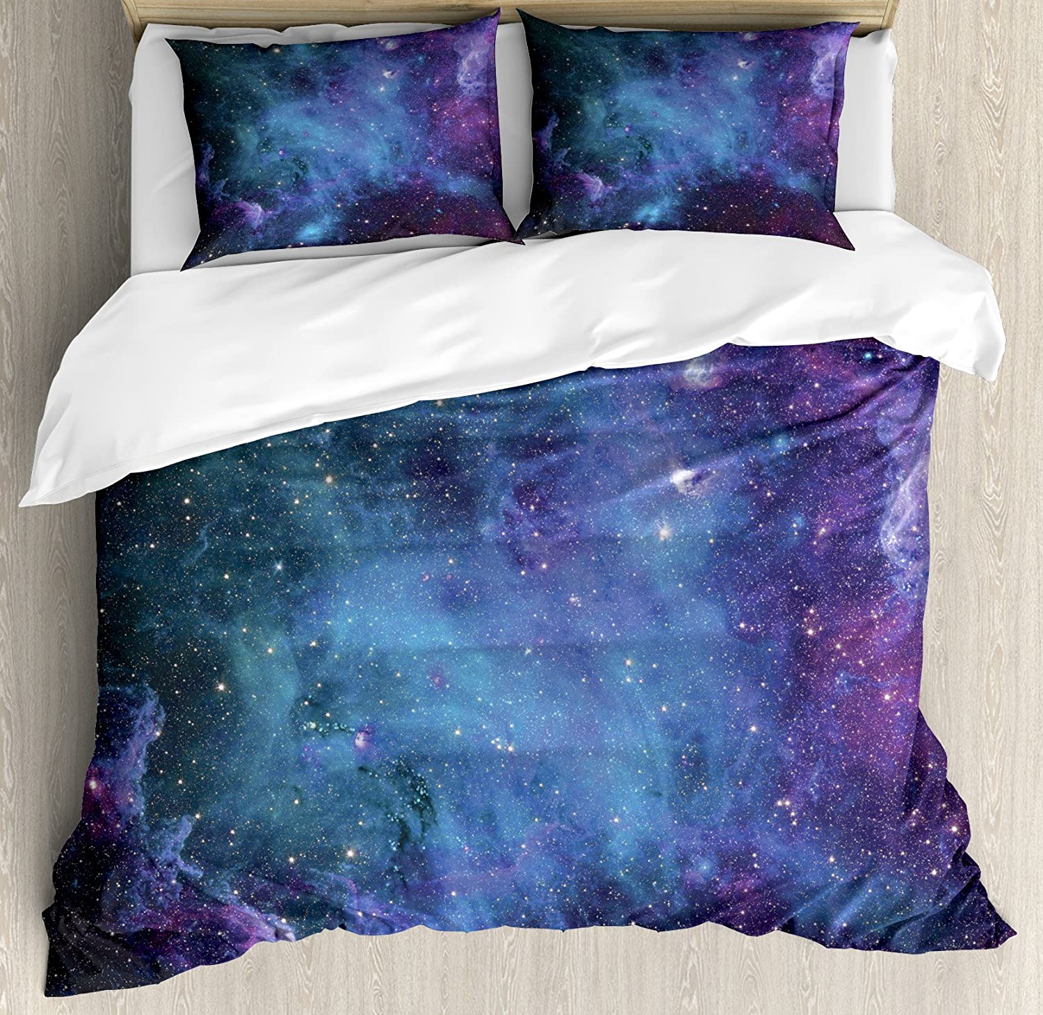 Price:$89.95 Outer Space Duvet Cover Set, Galaxy Stars in Space Celestial Astronomic Planets in The Universe Milky Way, Decorative 3 Piece Bedding Set with 2 Pillow Shams, King Size, Navy Purple : Home & Kitchen