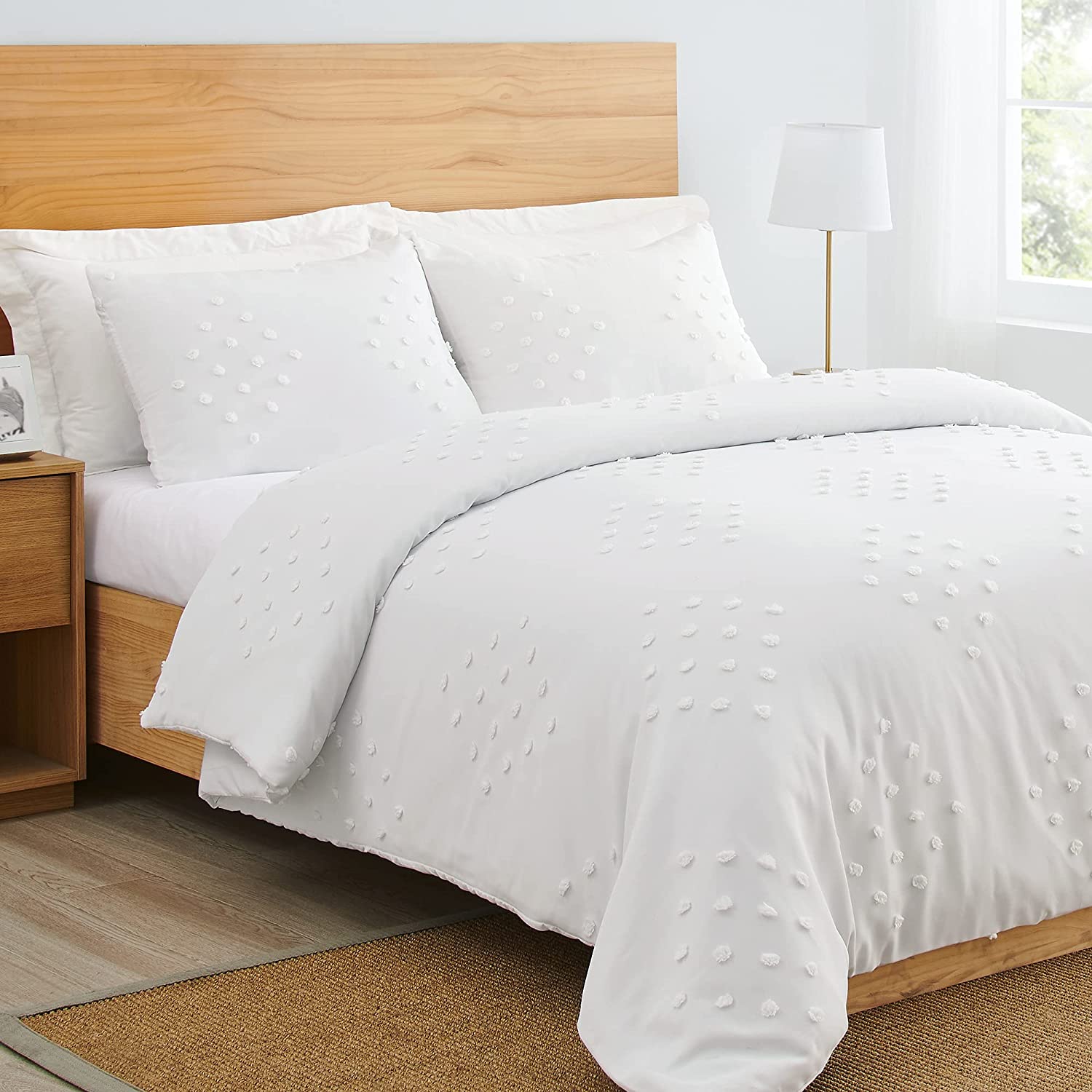 Price:$89.99 Shabby Chic Diamond Bohemian Ivory Textured Tufted Duvet Comforter Cover and Sham 3 pc King Size Bed Bedding Set Bedroom Aesthetic Neutral Modern Polka Dot PomPom Beige Tufted Off White Tufting : Home & Kitchen