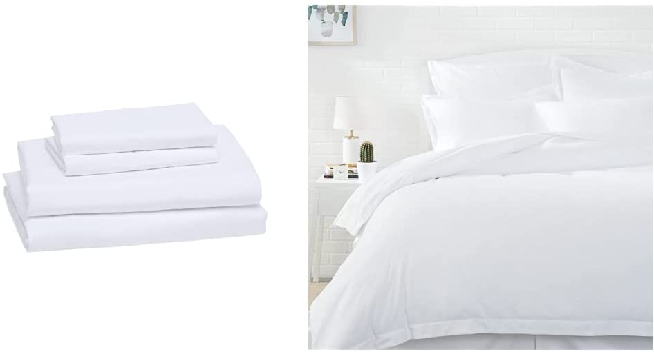 Price:$50.98 Lightweight Super Soft Easy Care Microfiber Bed Sheet Set with 16" Deep Pockets - King, Bright White & Light-Weight Microfiber Duvet Cover Set with Snap Buttons - King, Bright White : Home & Kitchen